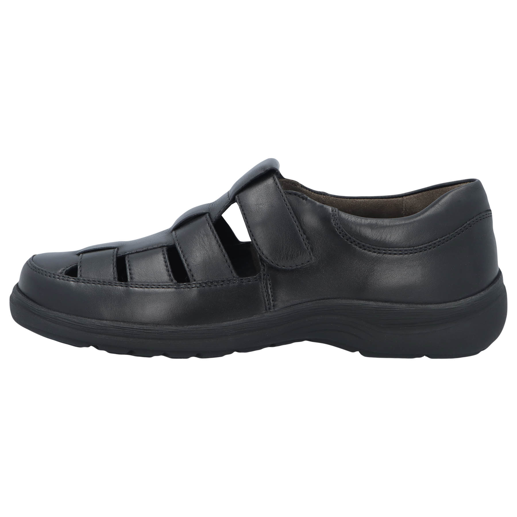 schwarze slipper seitenansicht links