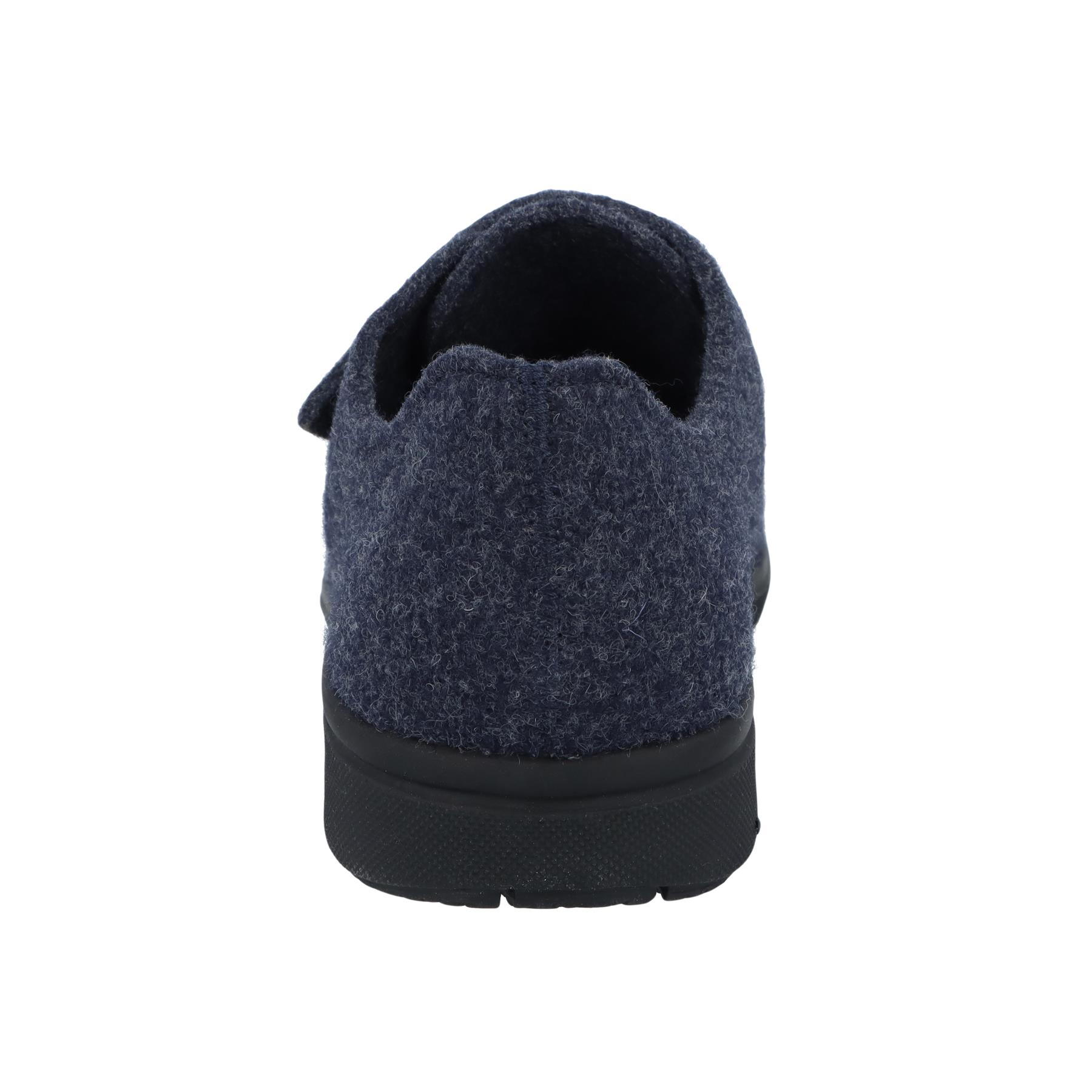 blaue hausschuhe hinteransicht