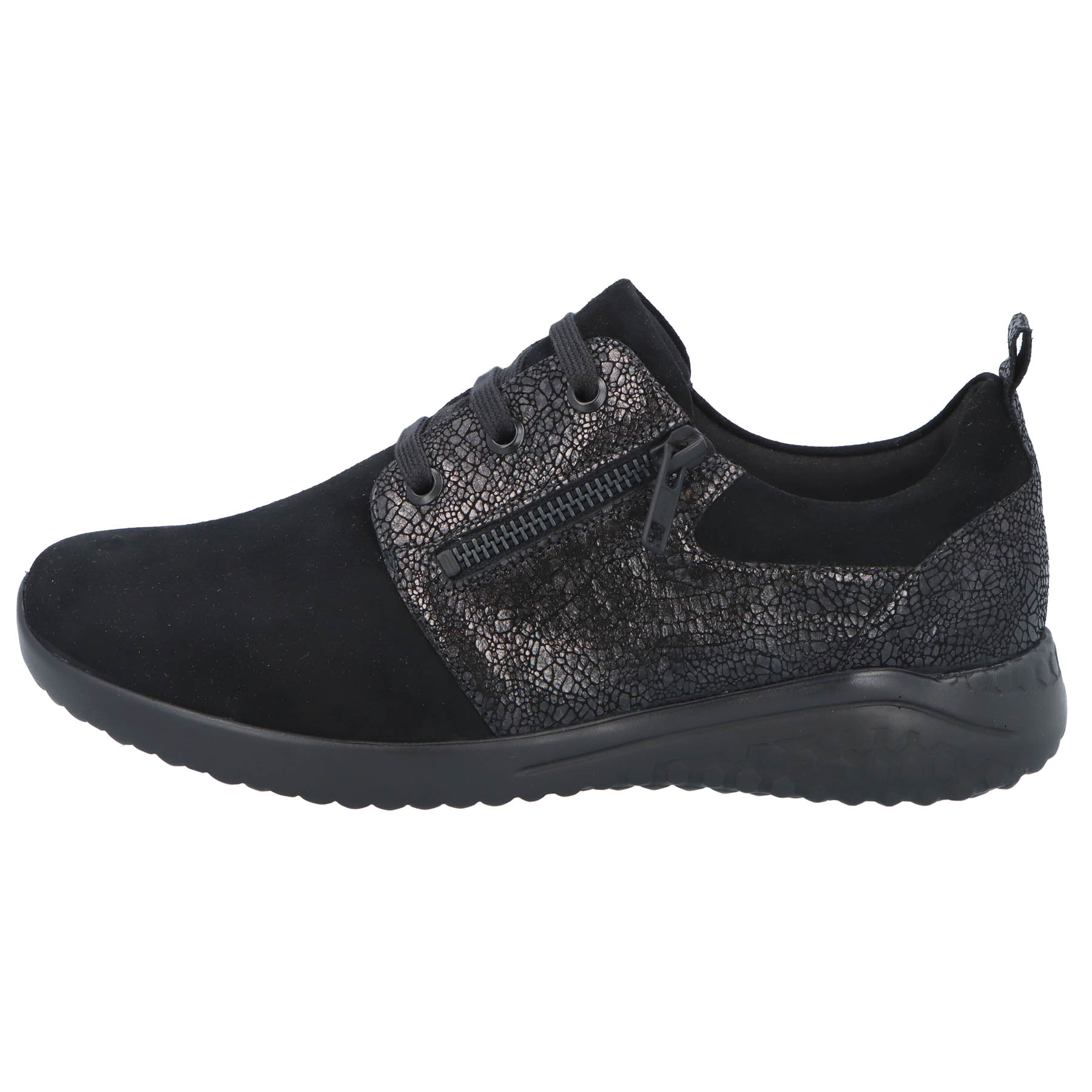 schwarze halbschuh seitenansicht links