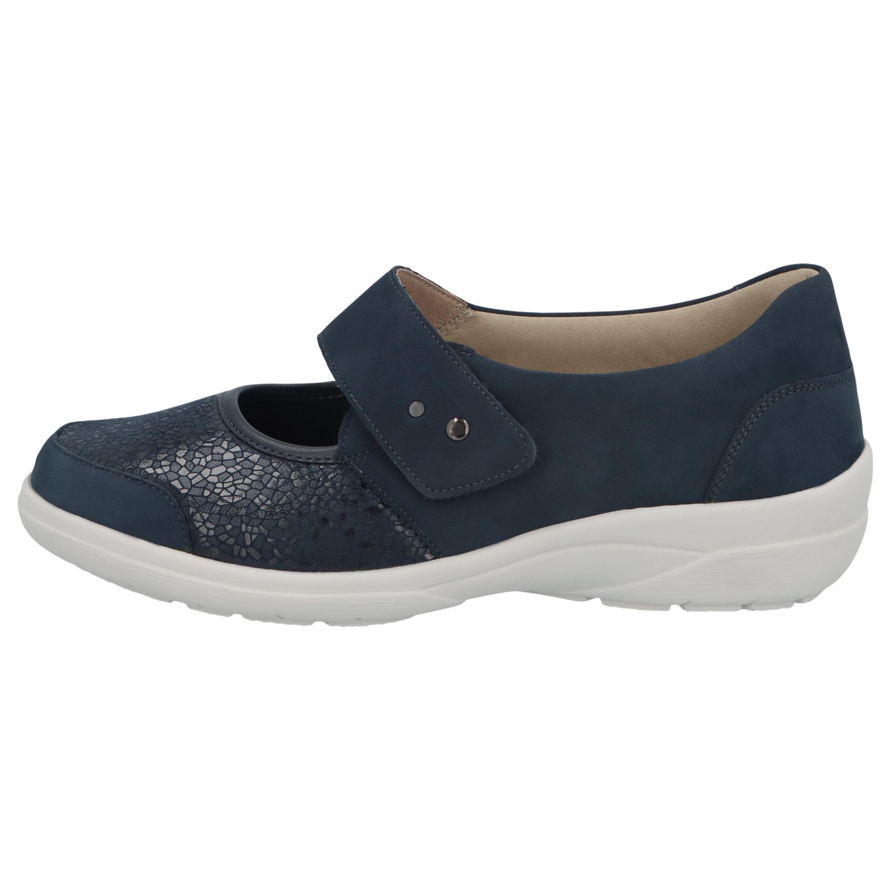 blaue halbschuh seitenansicht links