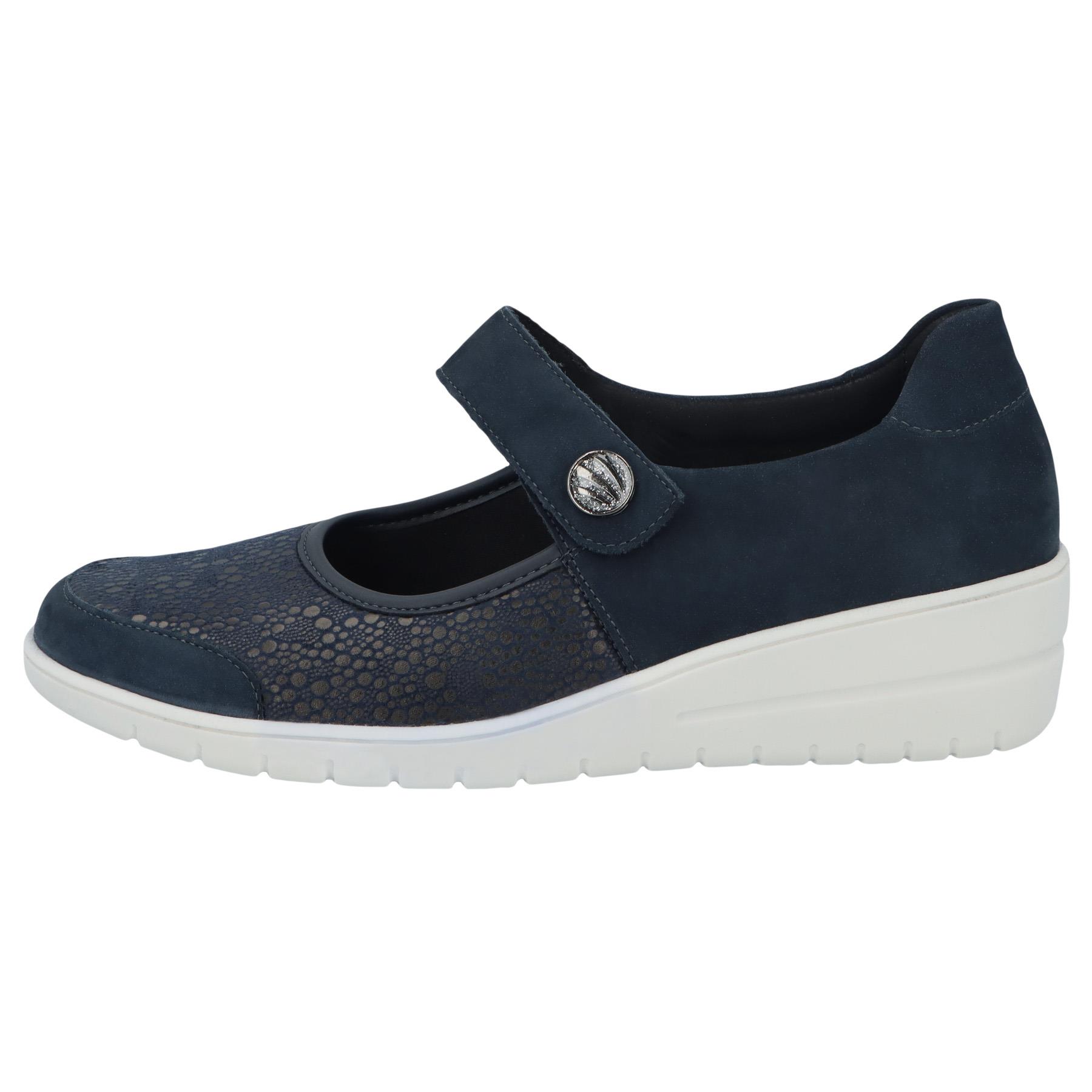 blaue halbschuh seitenansicht links