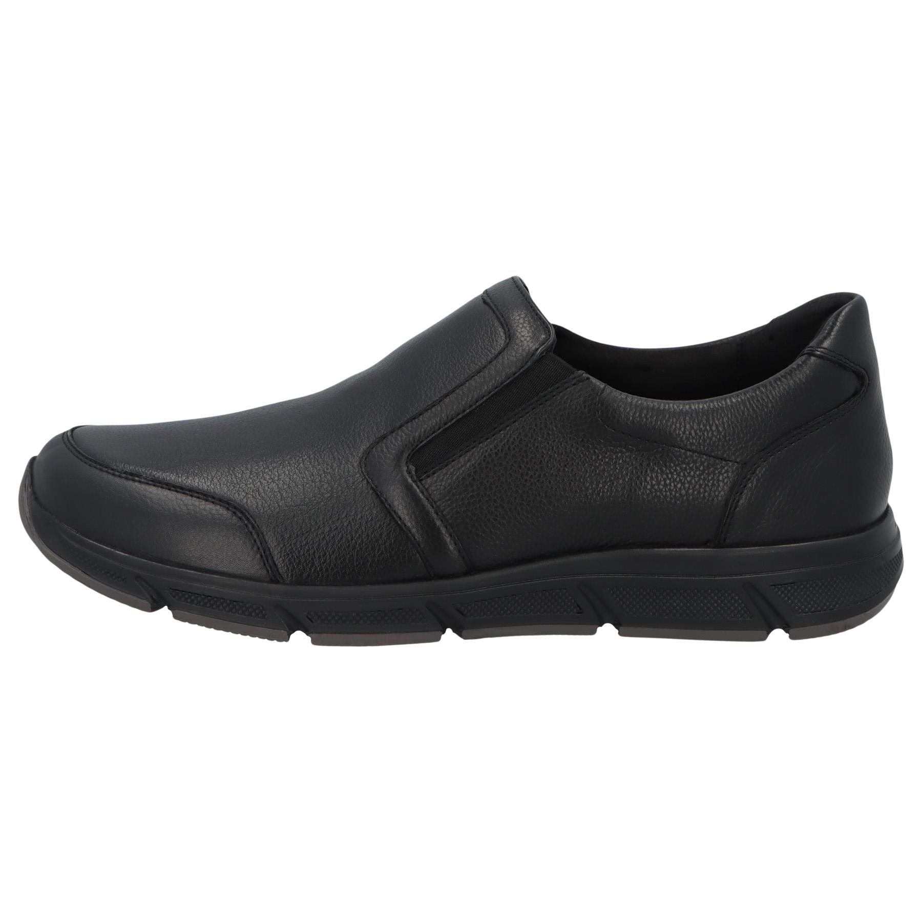 schwarze slipper seitenansicht links