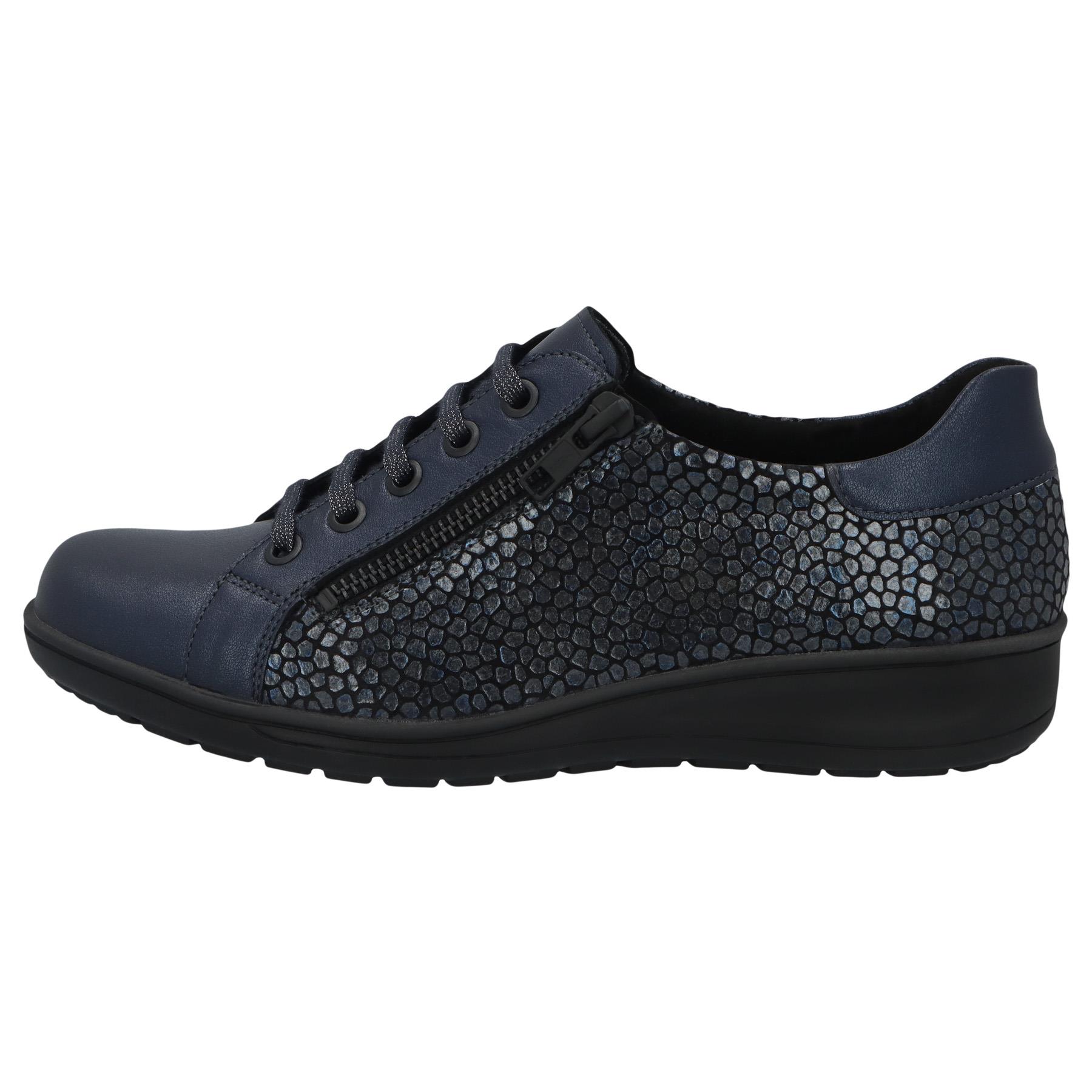 blaue halbschuh seitenansicht links