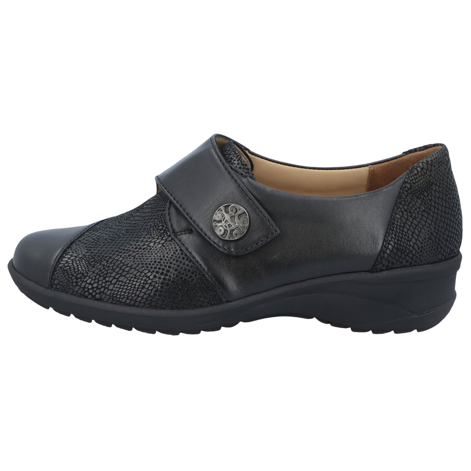 schwarze halbschuh seitenansicht links