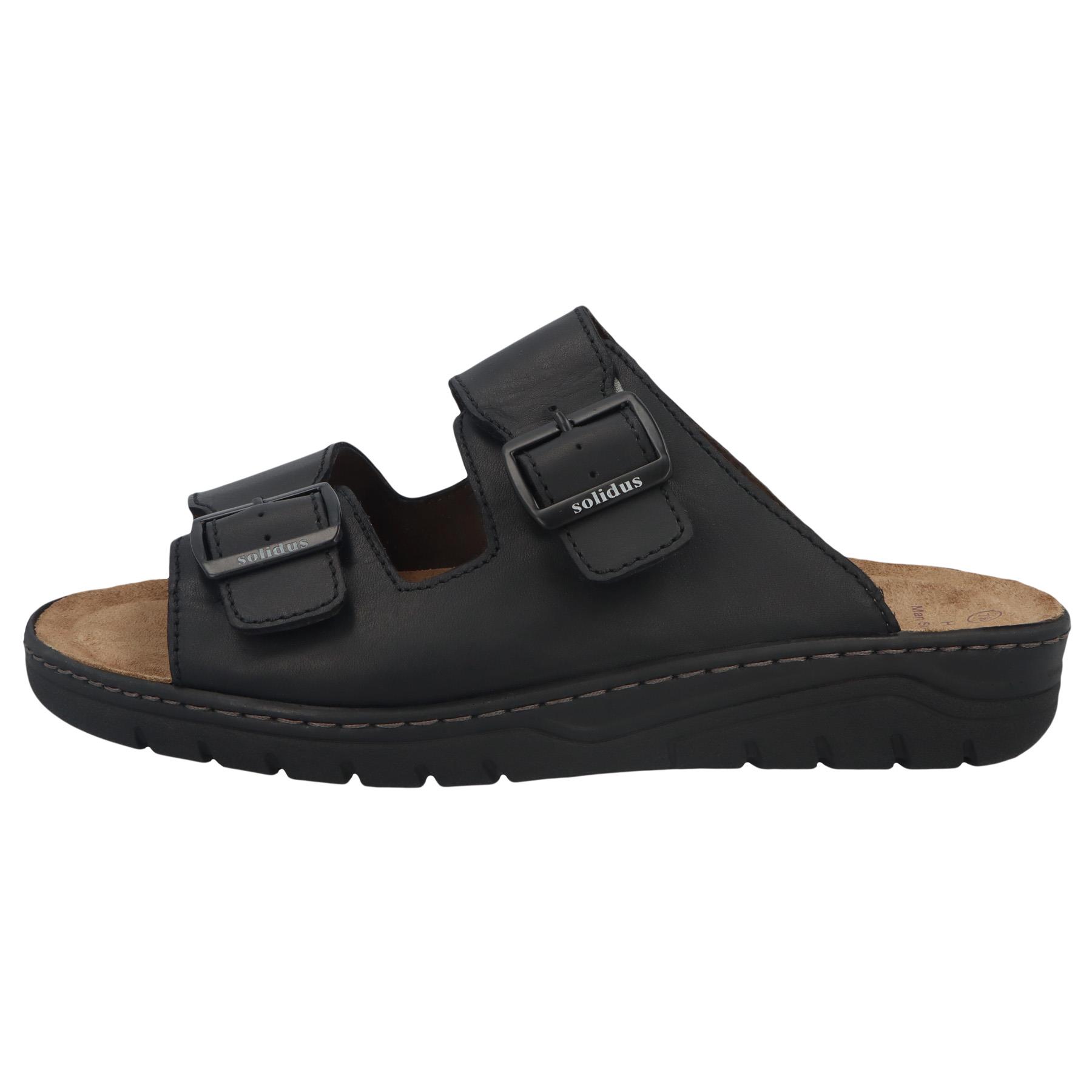 schwarze sandale seitenansicht links