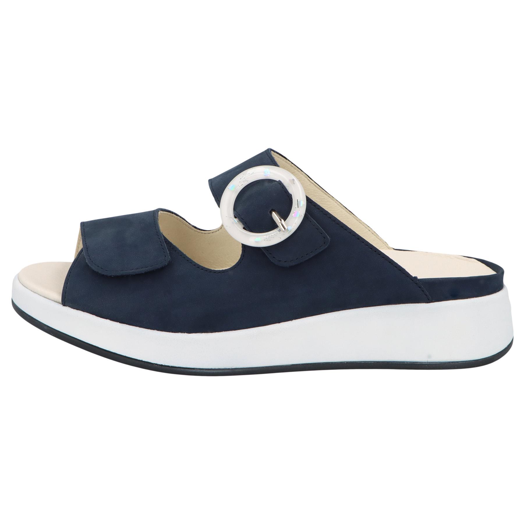 blaue pantolette seitenansicht links