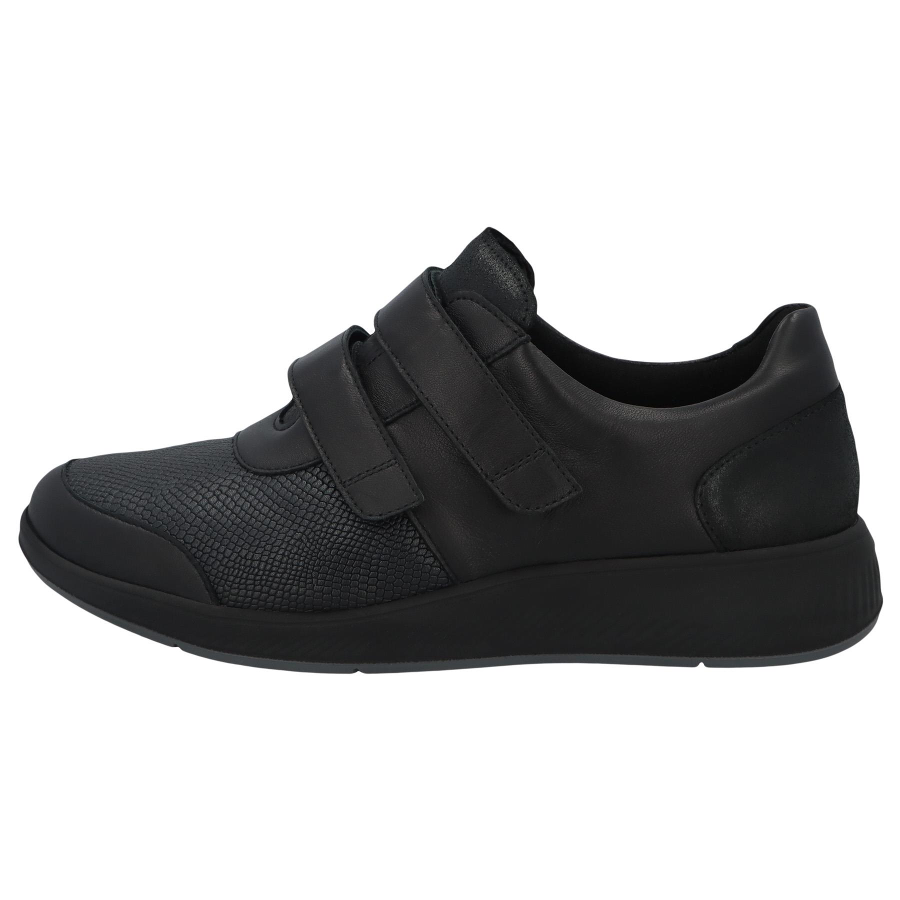 schwarze slipper seitenansicht links