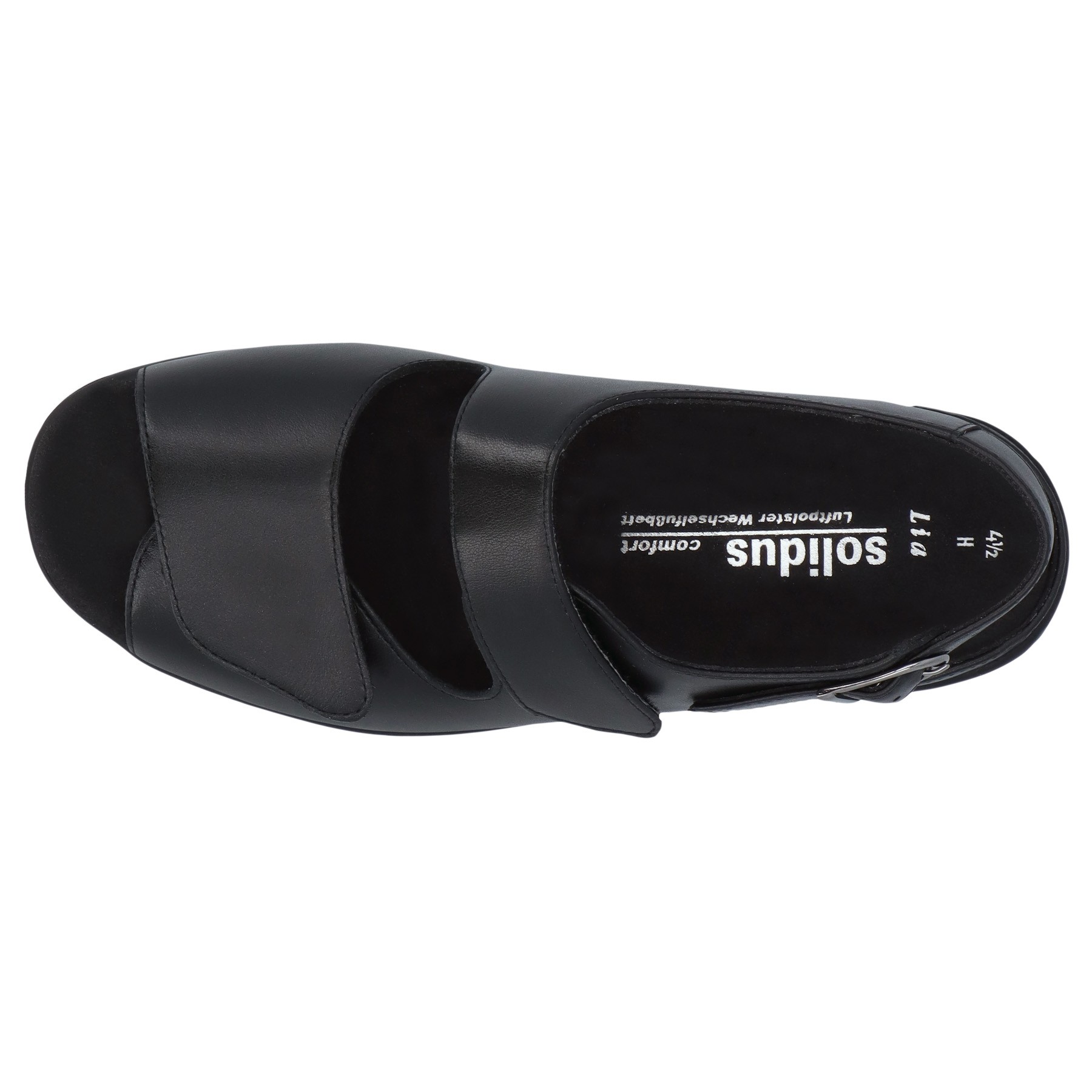 schwarze sandale draufsicht