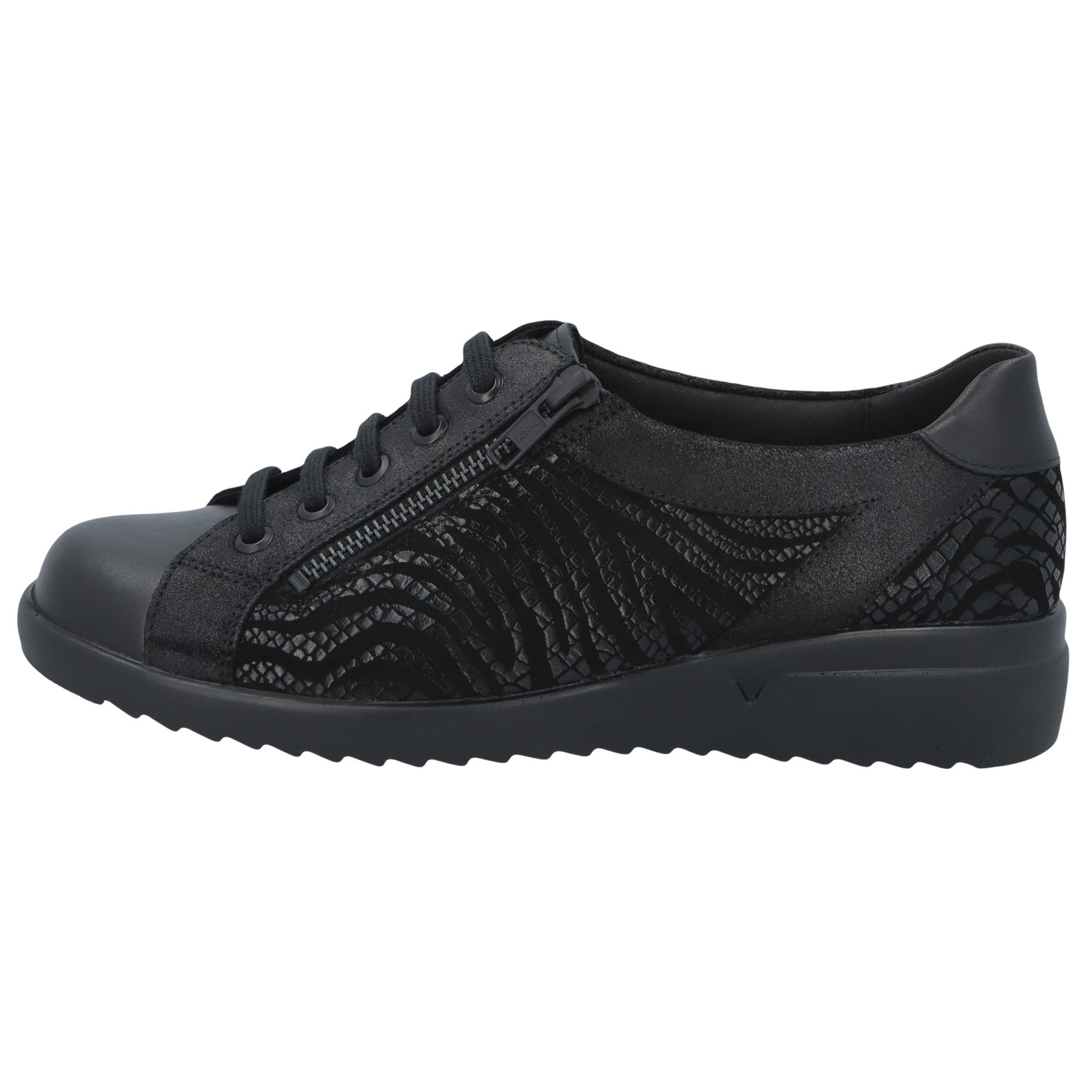 schwarze halbschuh seitenansicht links