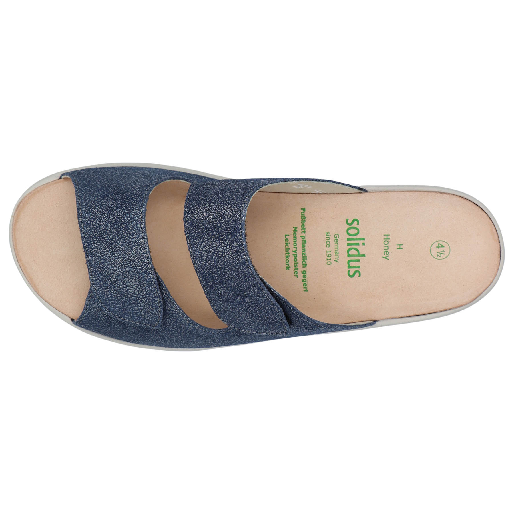 blaue pantolette draufsicht