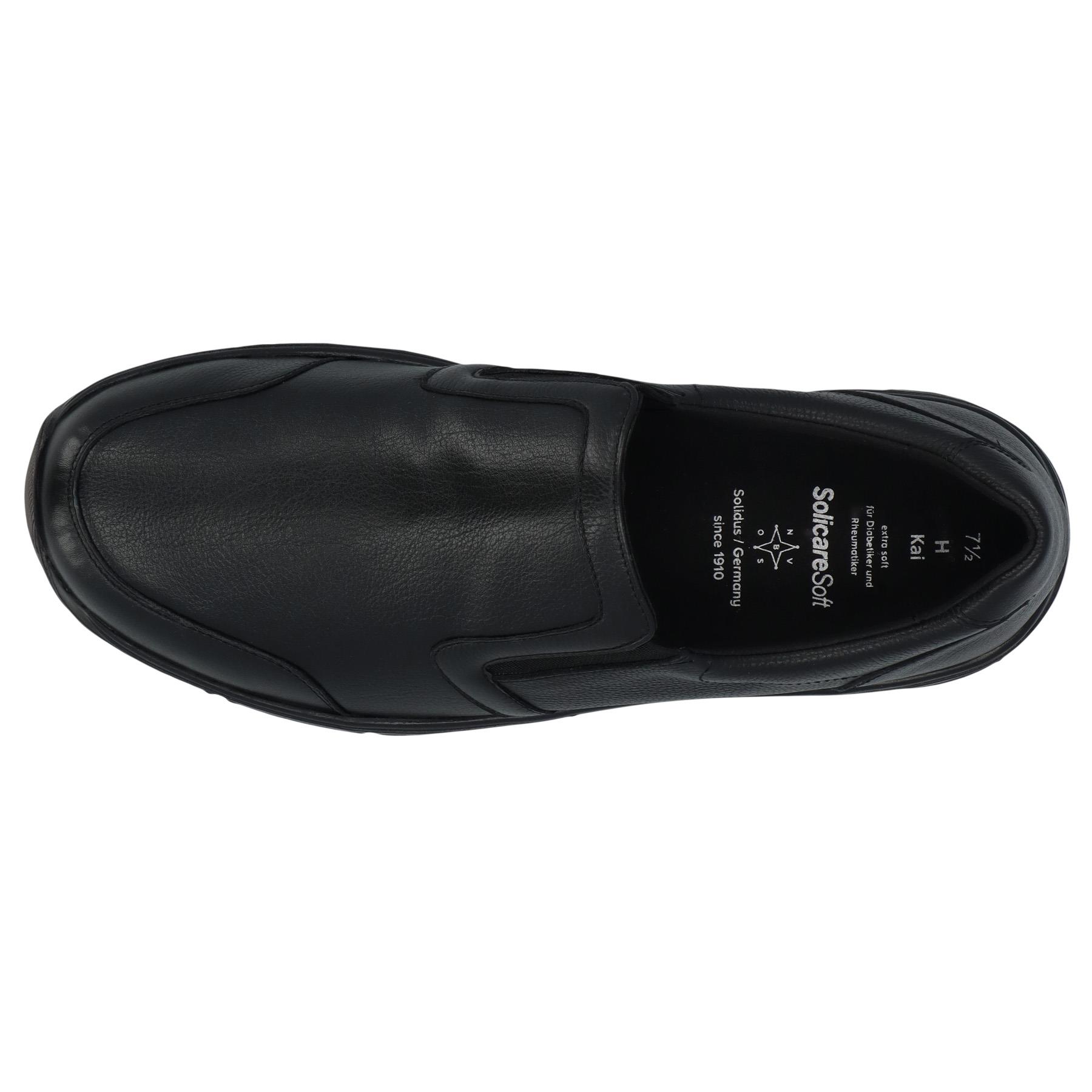 schwarze slipper draufsicht