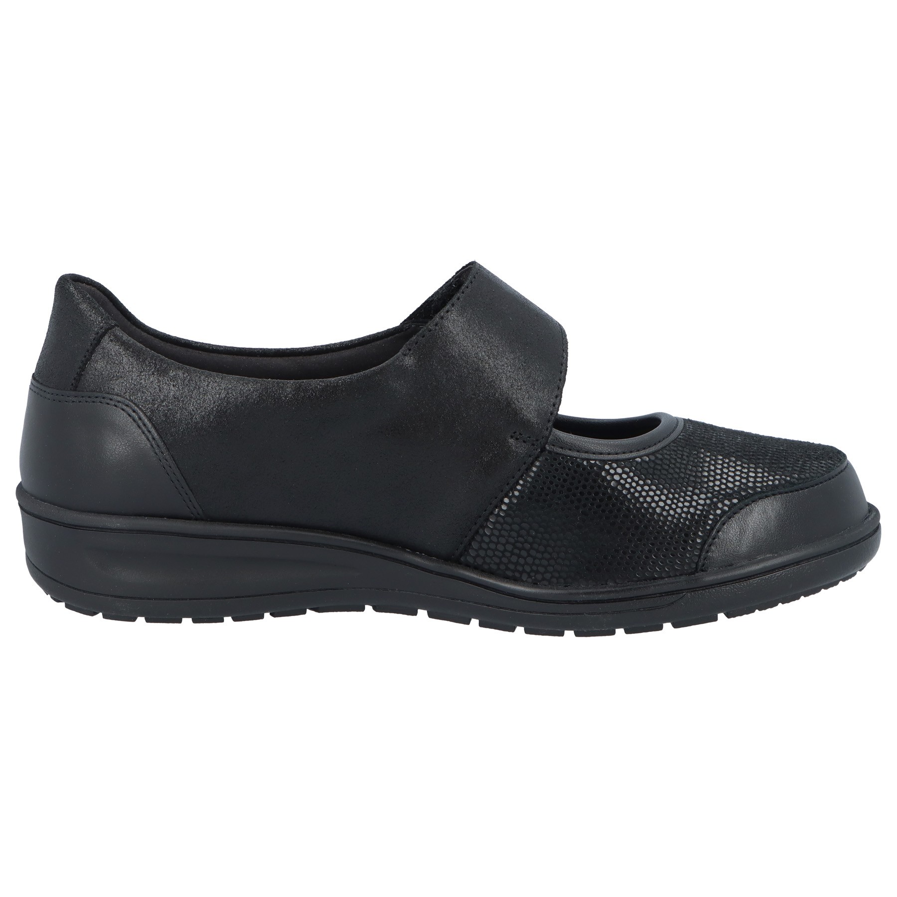 schwarze slipper seitenansicht rechts