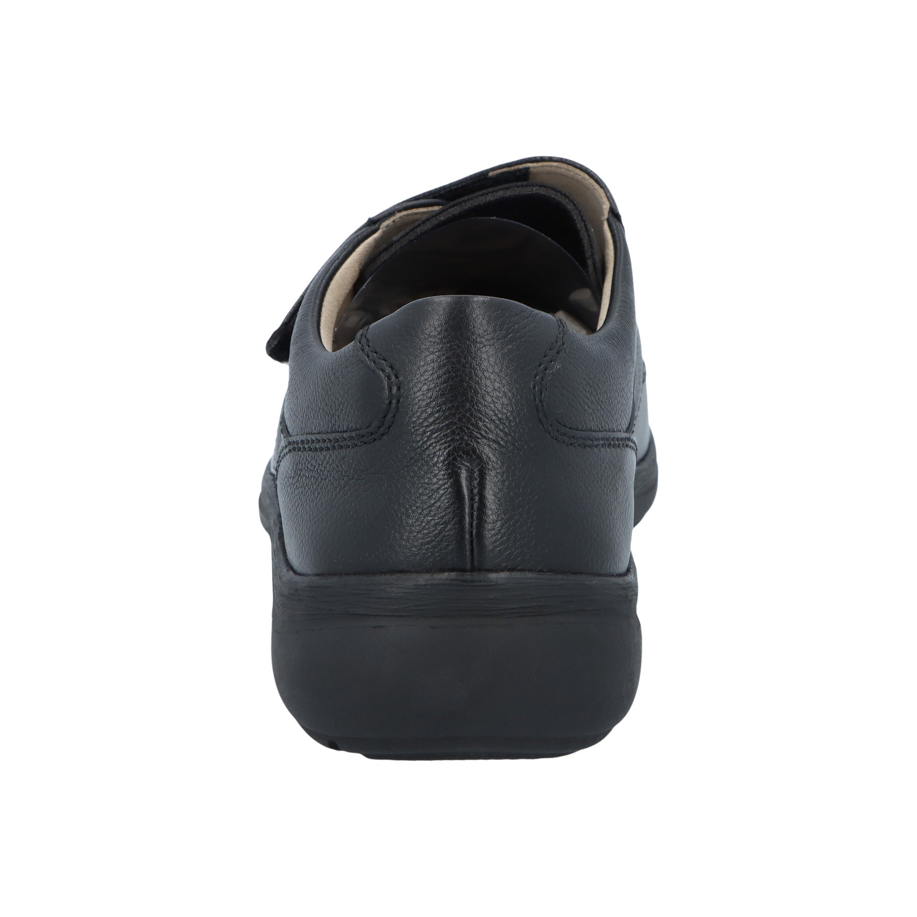 schwarze slipper hinteransicht
