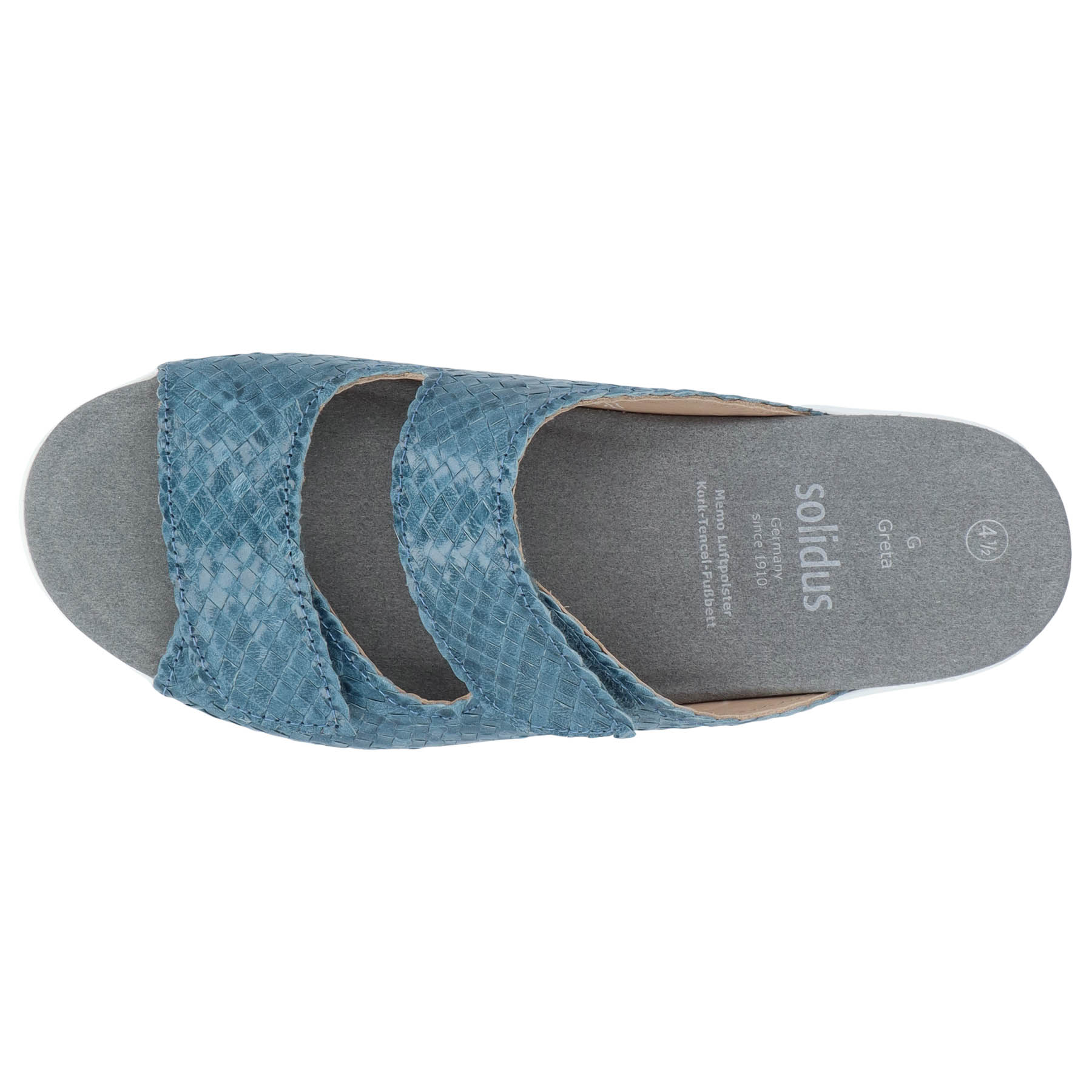 blaue pantolette draufsicht