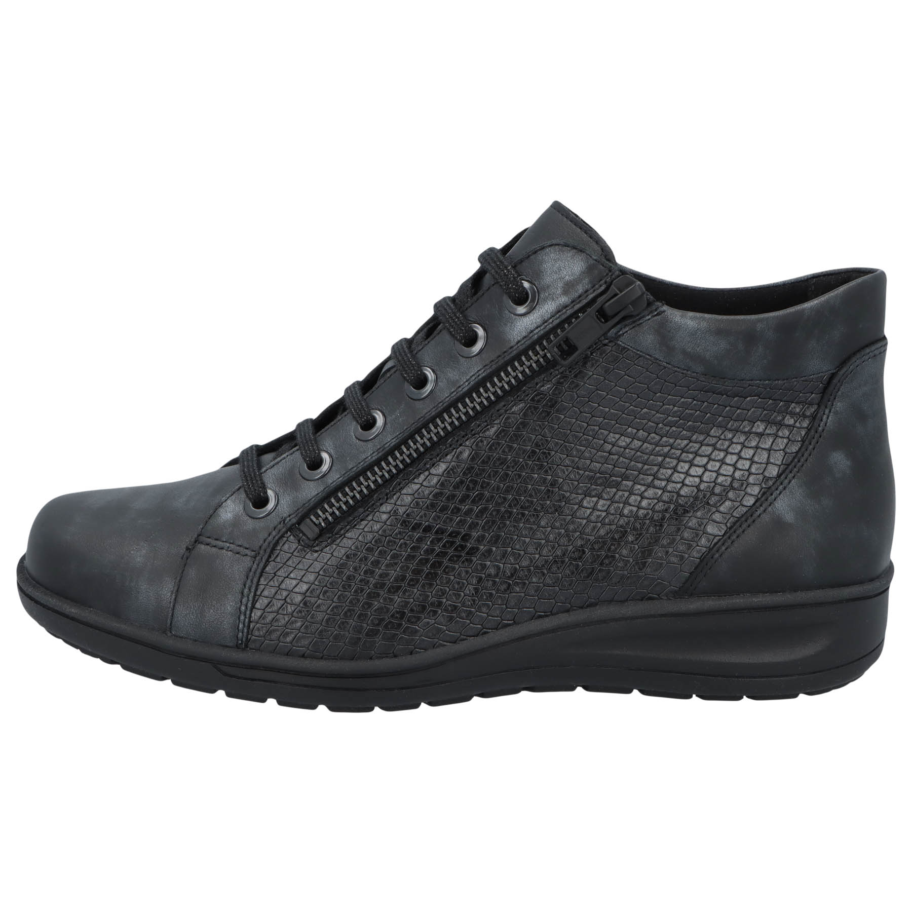 graue stiefel seitenansicht links