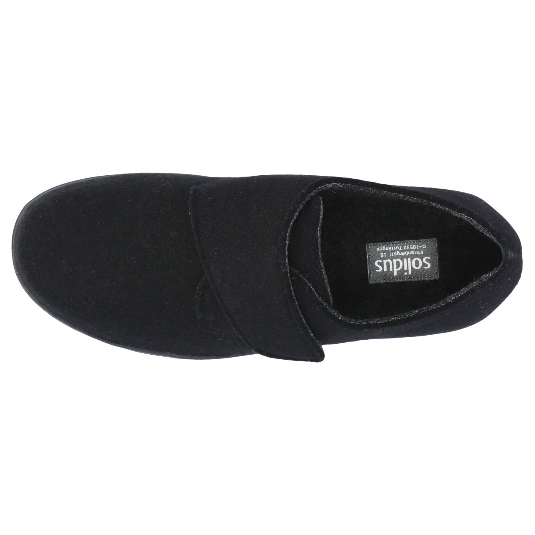 schwarze hausschuhe draufsicht