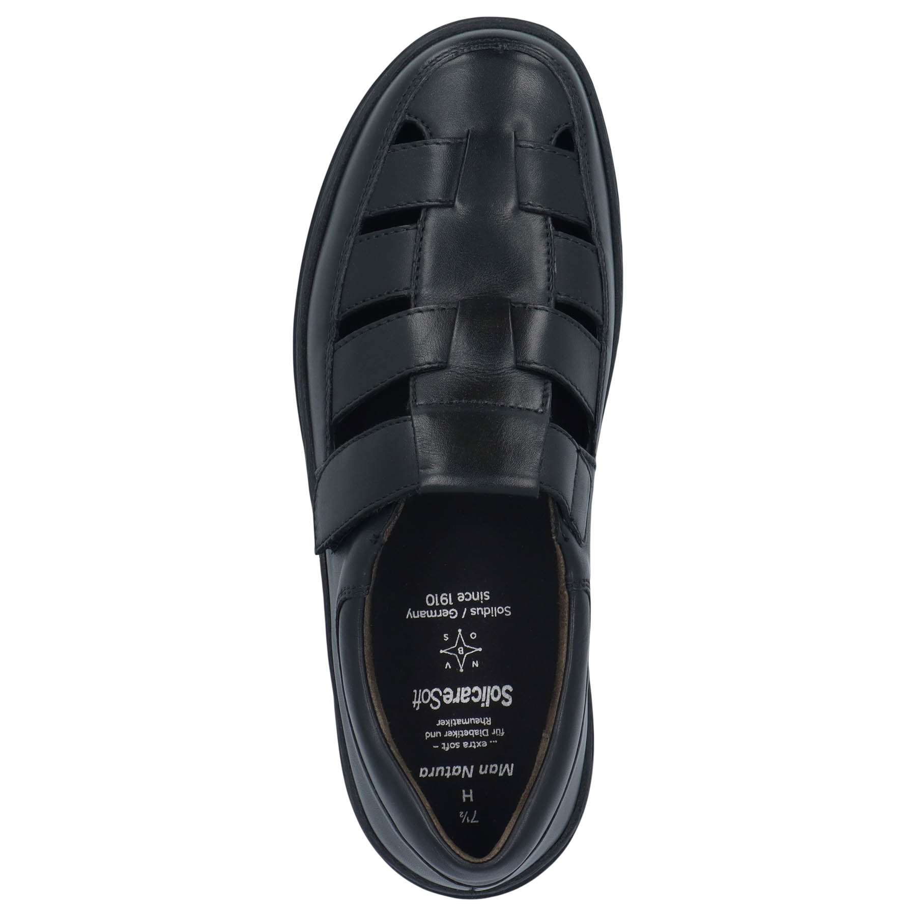 schwarze slipper draufsicht