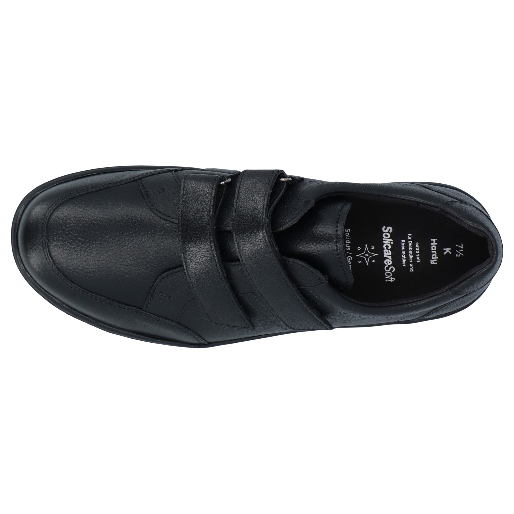 schwarze slipper draufsicht