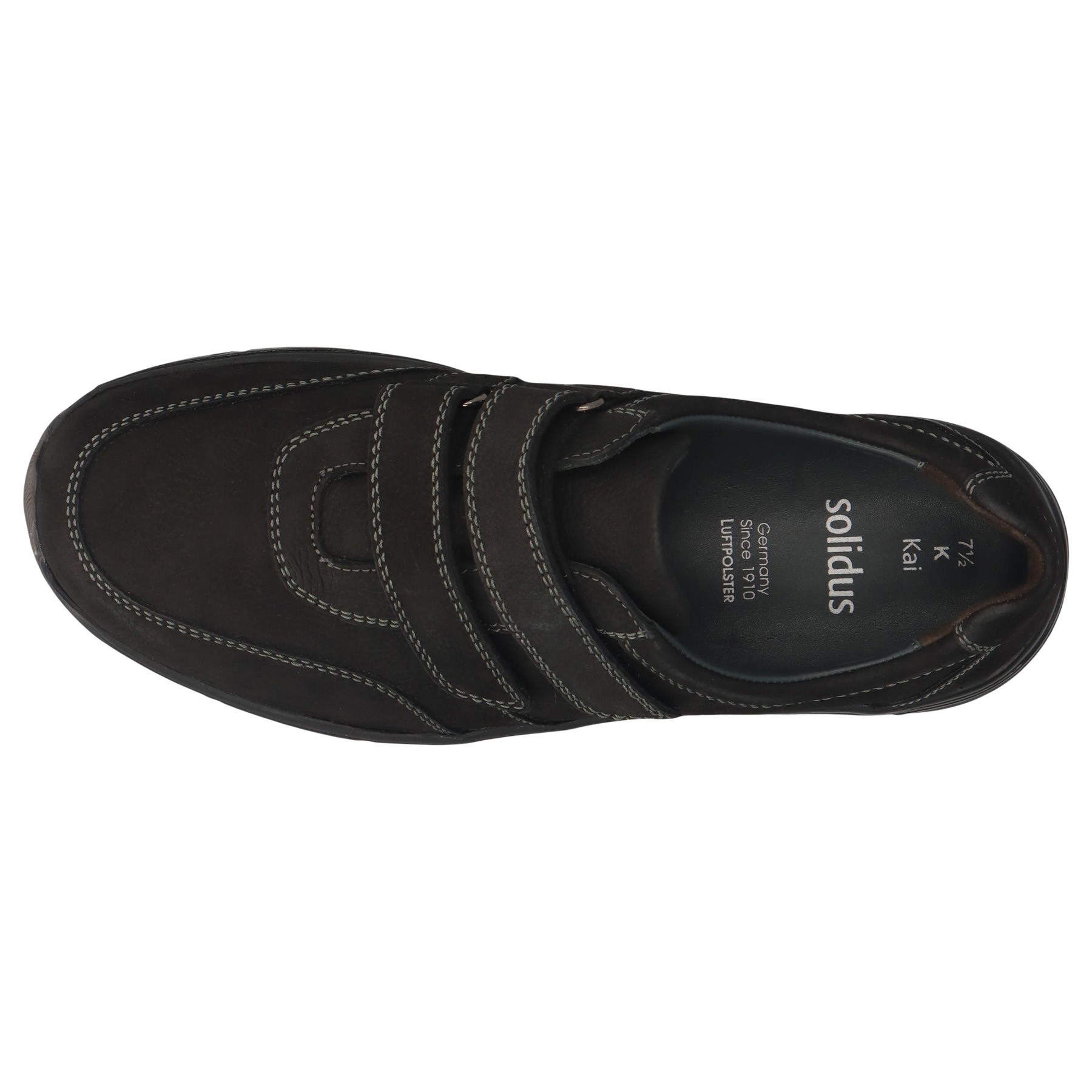 schwarze slipper draufsicht