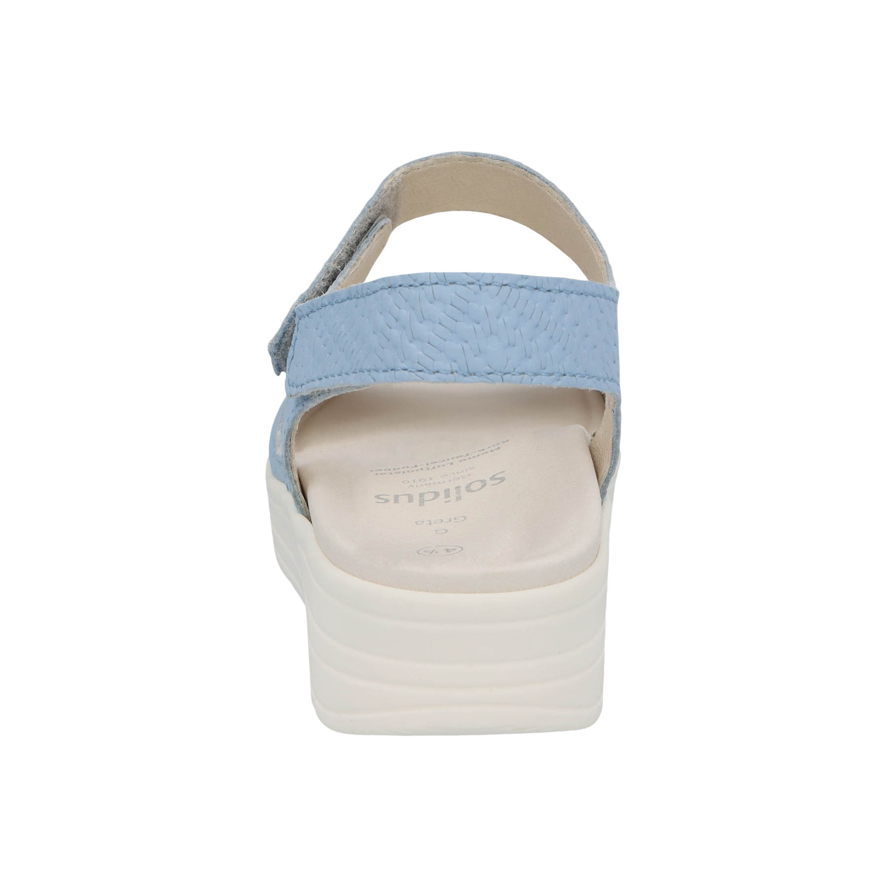 blaue sandale hinteransicht