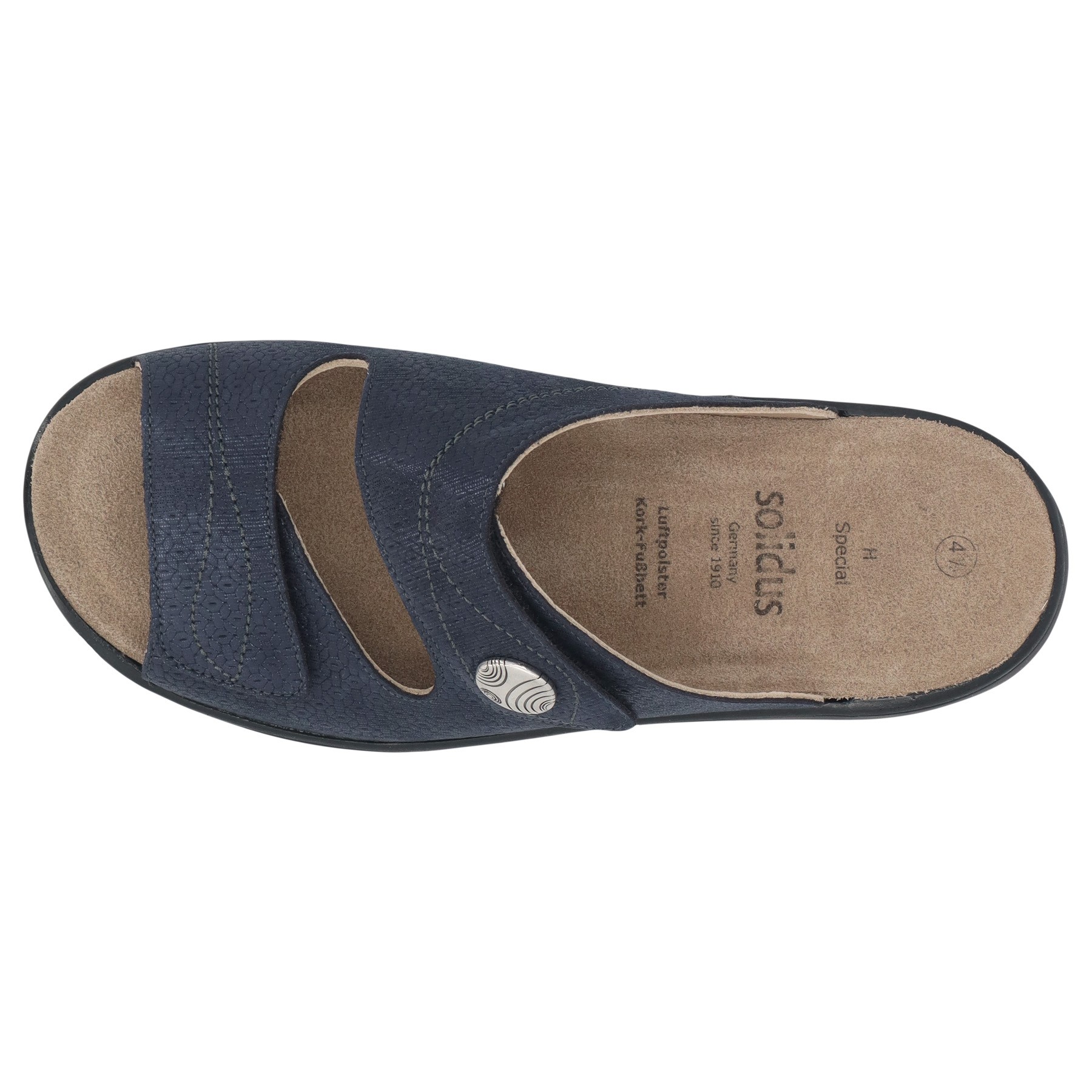 blaue pantolette draufsicht