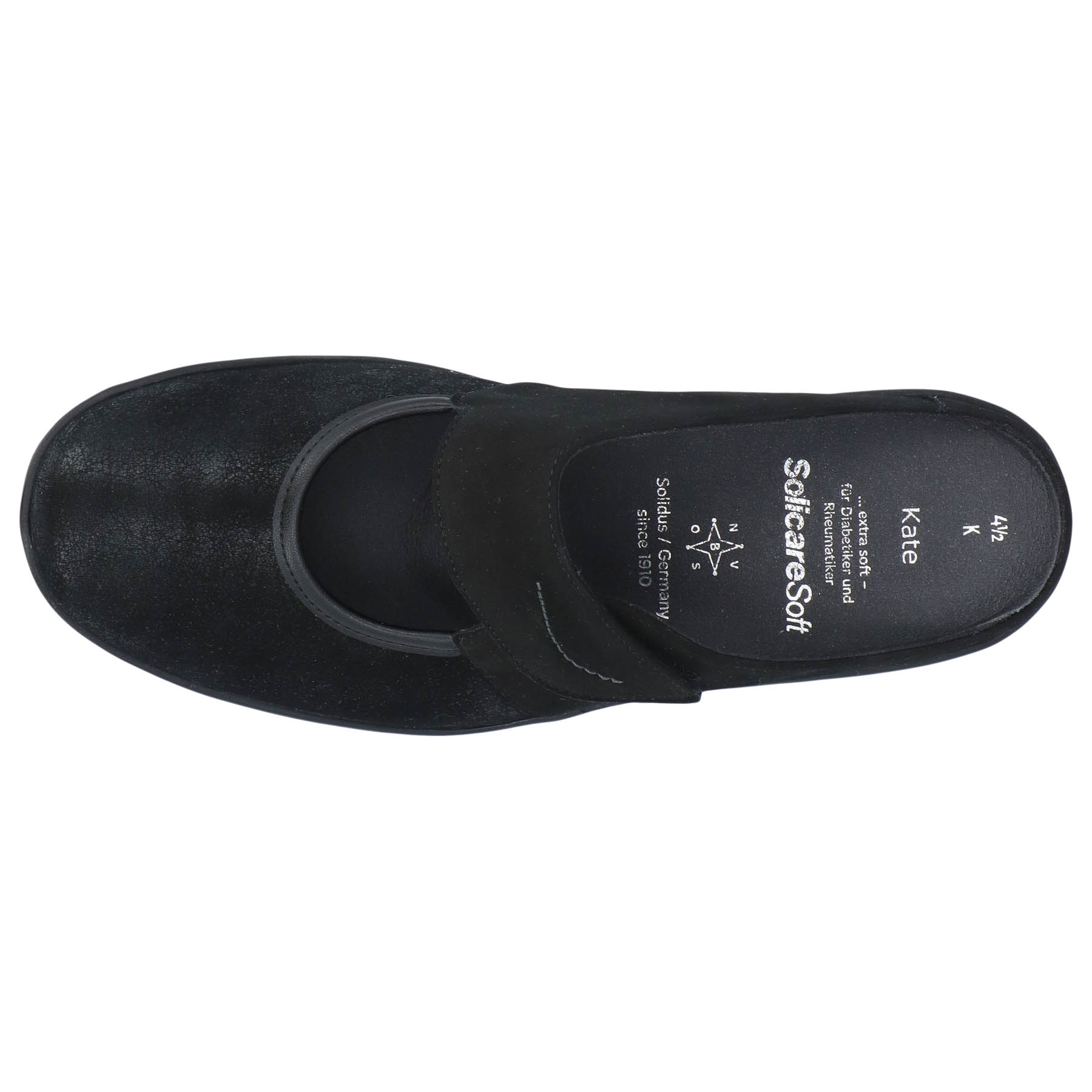 schwarze clogs draufsicht