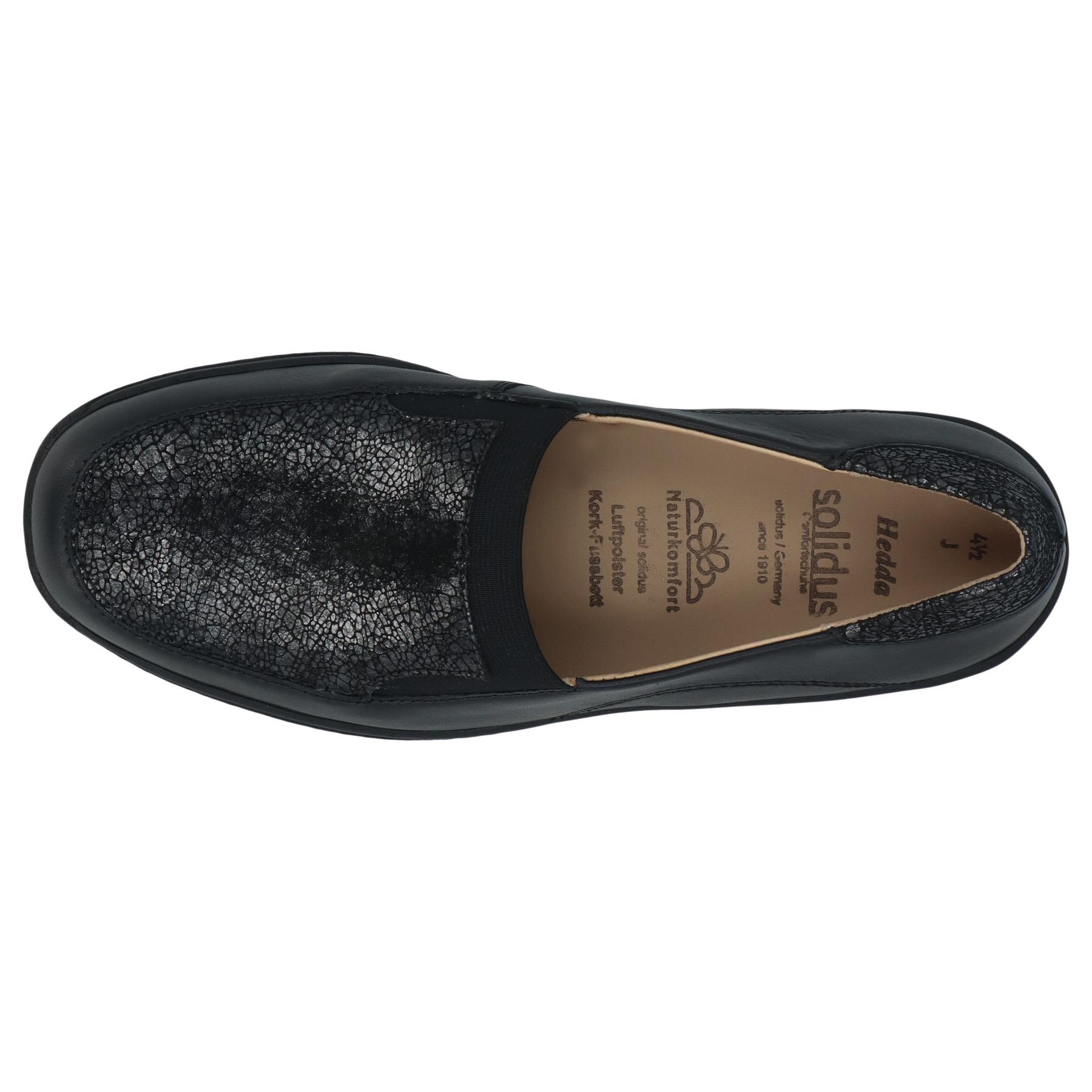 schwarze slipper draufsicht