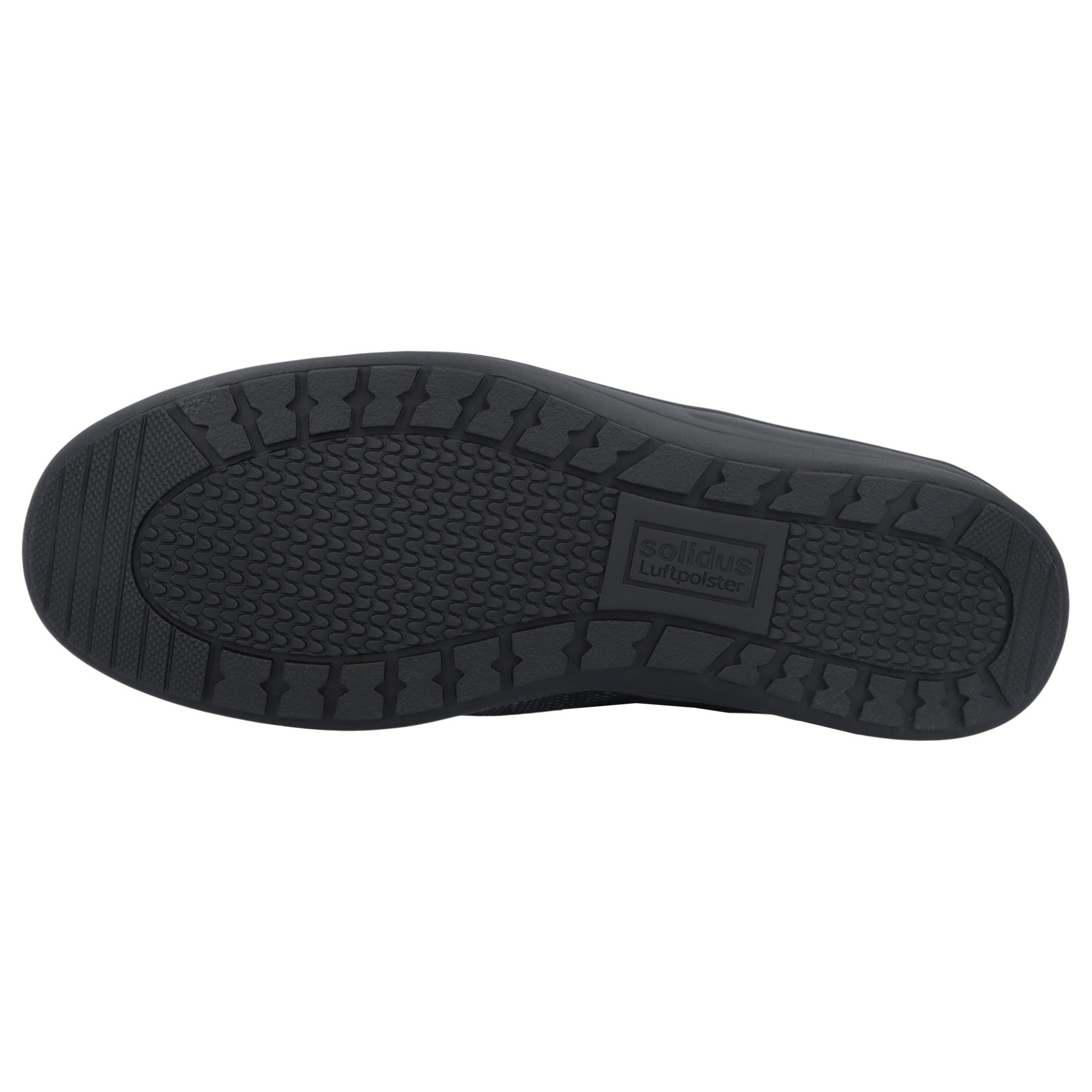 schwarze slipper sohlenansicht
