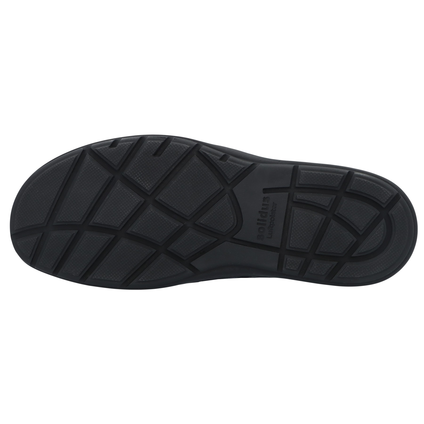 schwarze slipper sohlenansicht