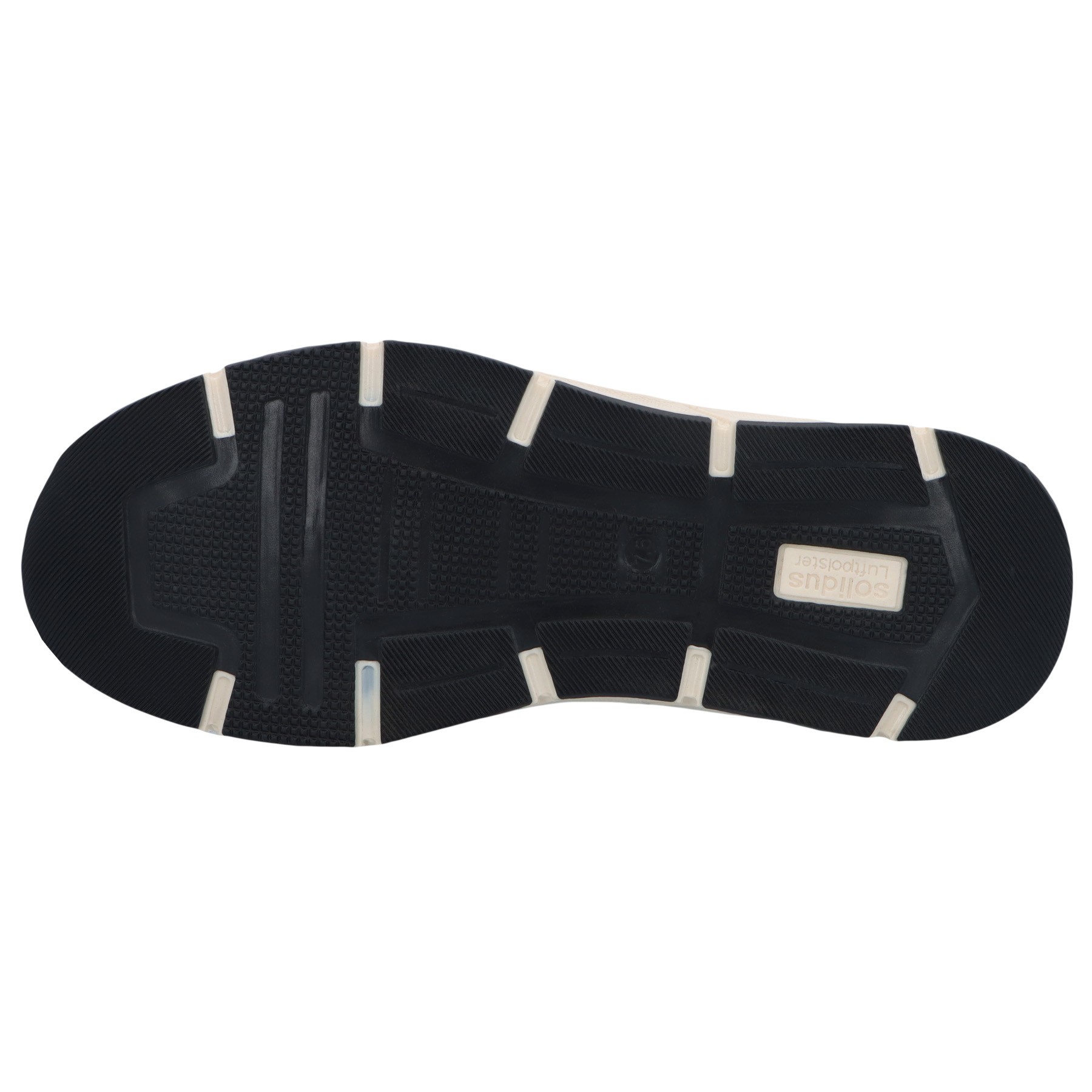schwarze slipper sohlenansicht