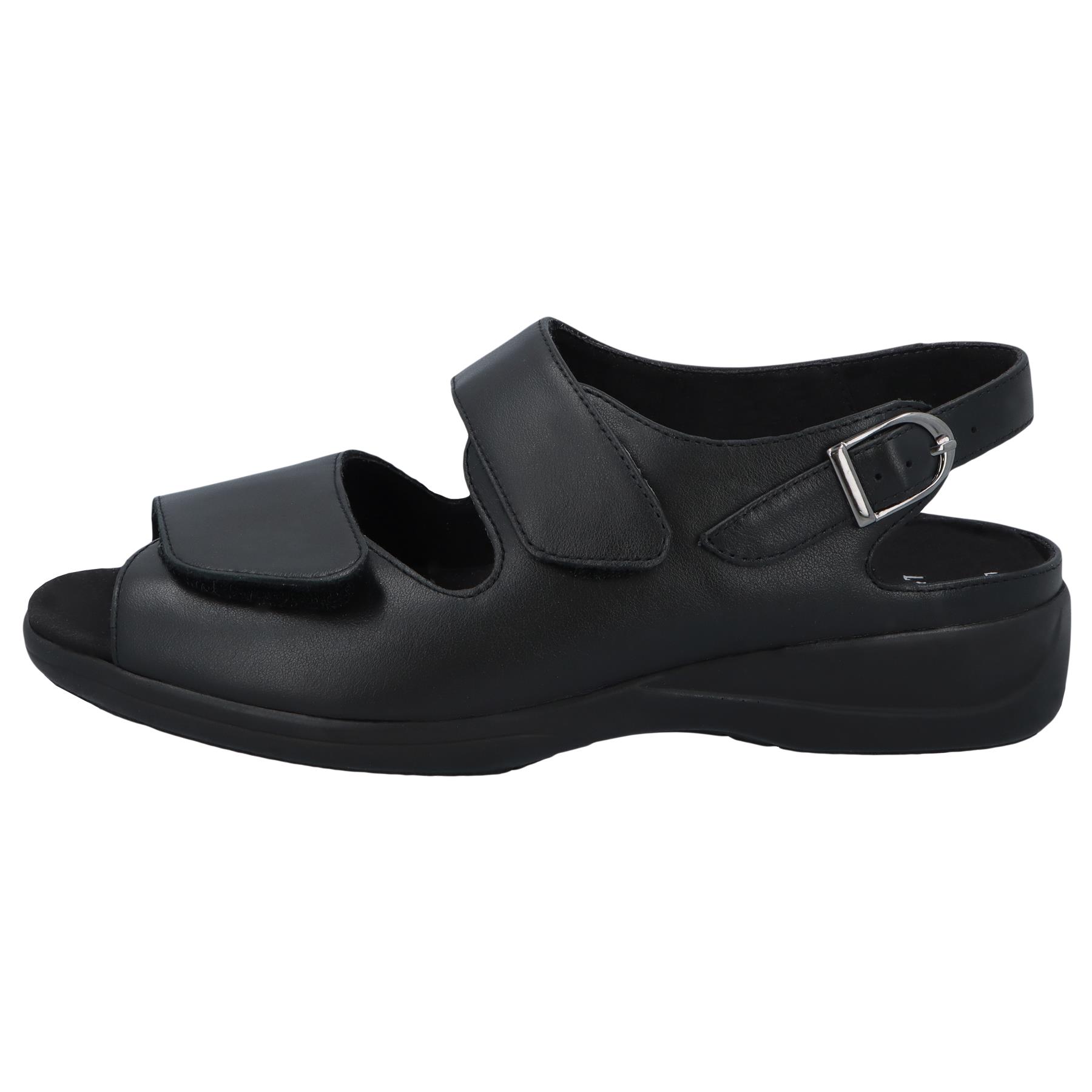 schwarze sandale seitenansicht links