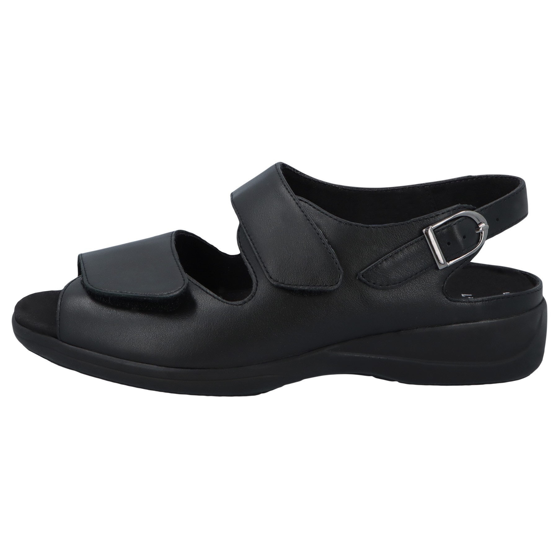schwarze sandale seitenansicht links