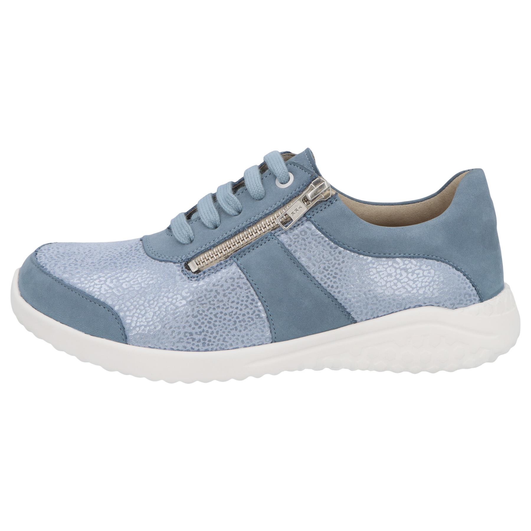 blaue halbschuh seitenansicht links