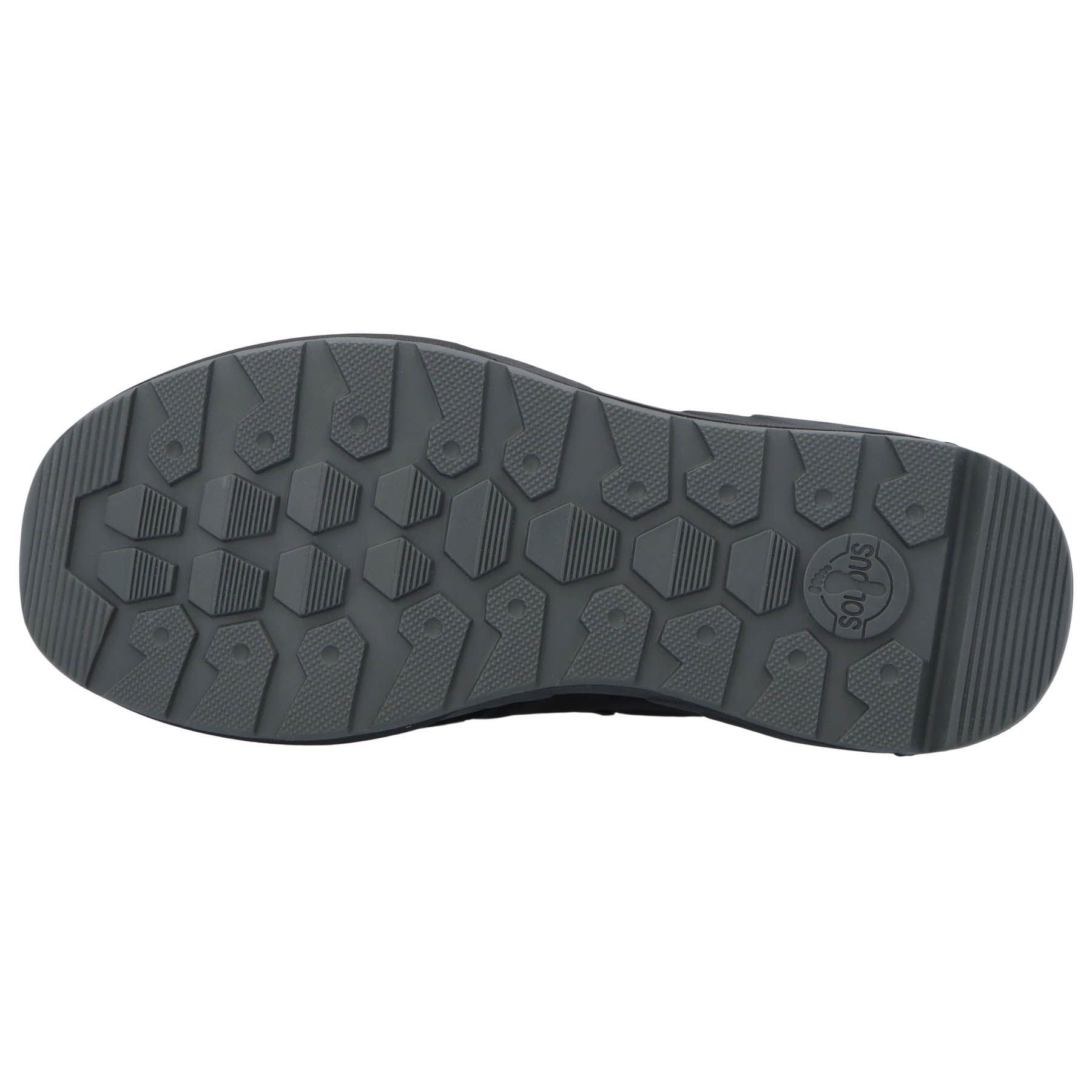 schwarze slipper sohlenansicht