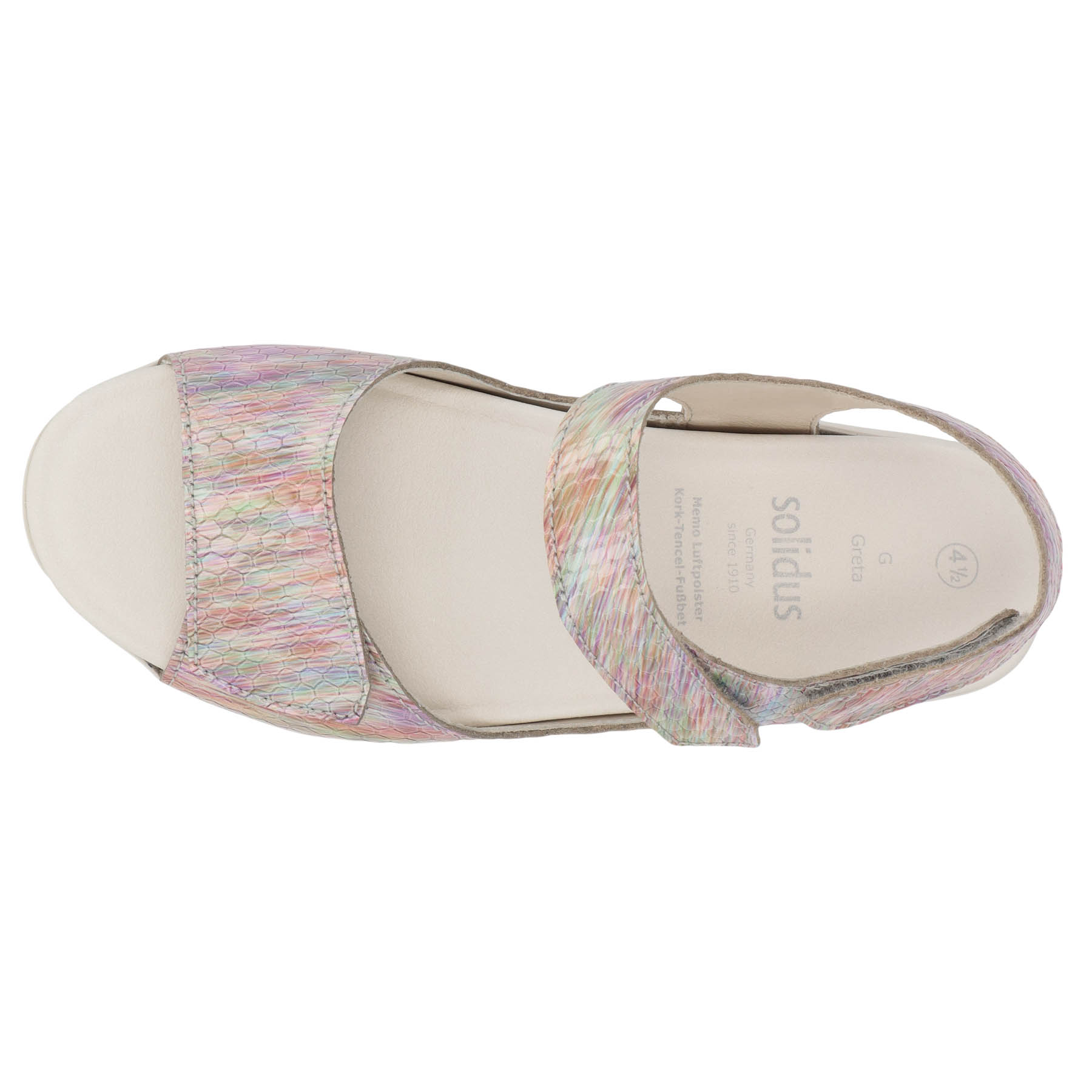 mehrfarbige sandale draufsicht