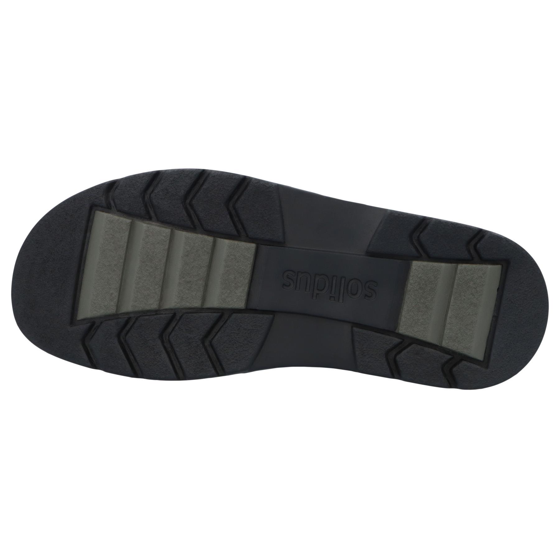 schwarze slipper sohlenansicht