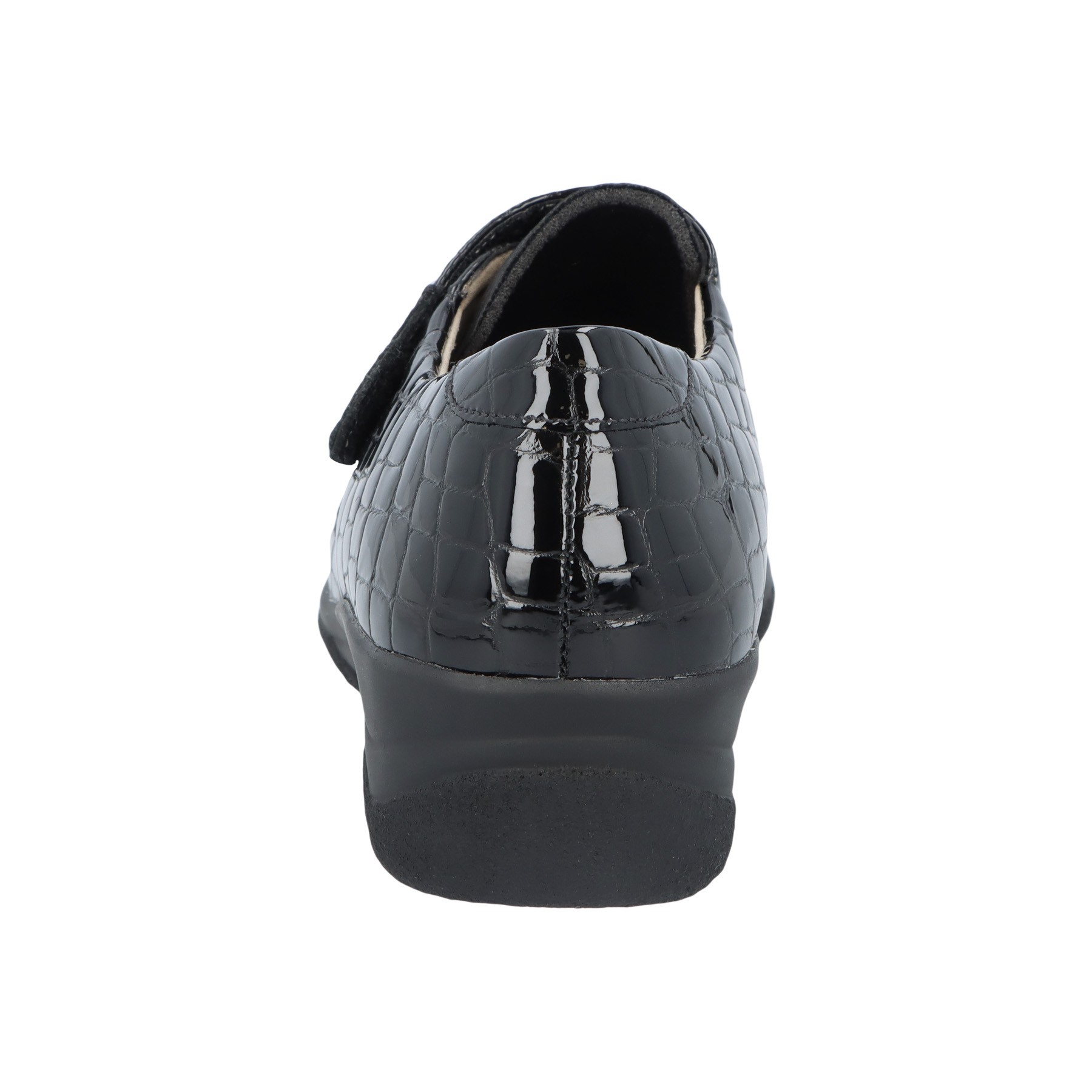 schwarze slipper hinteransicht