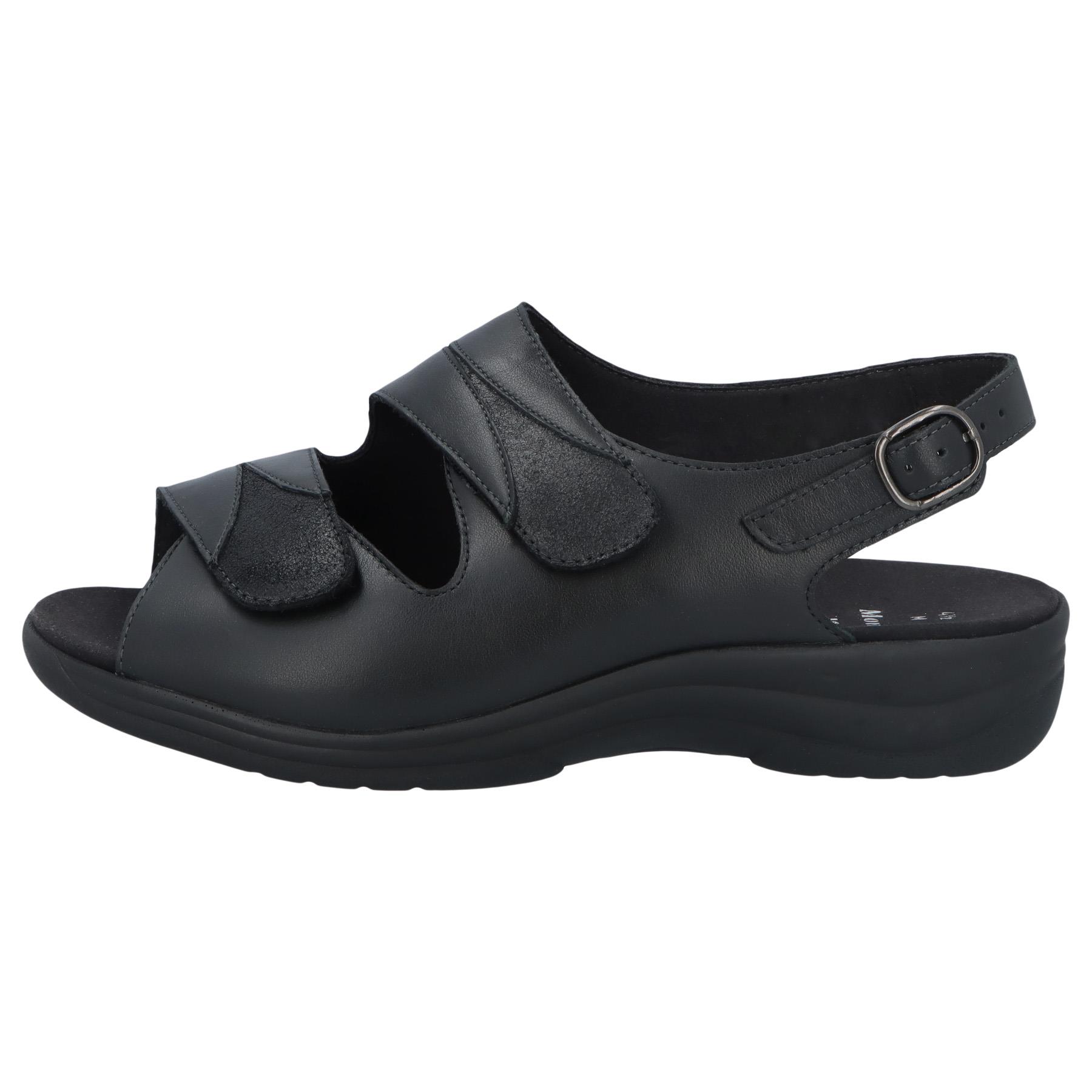 schwarze sandale seitenansicht links