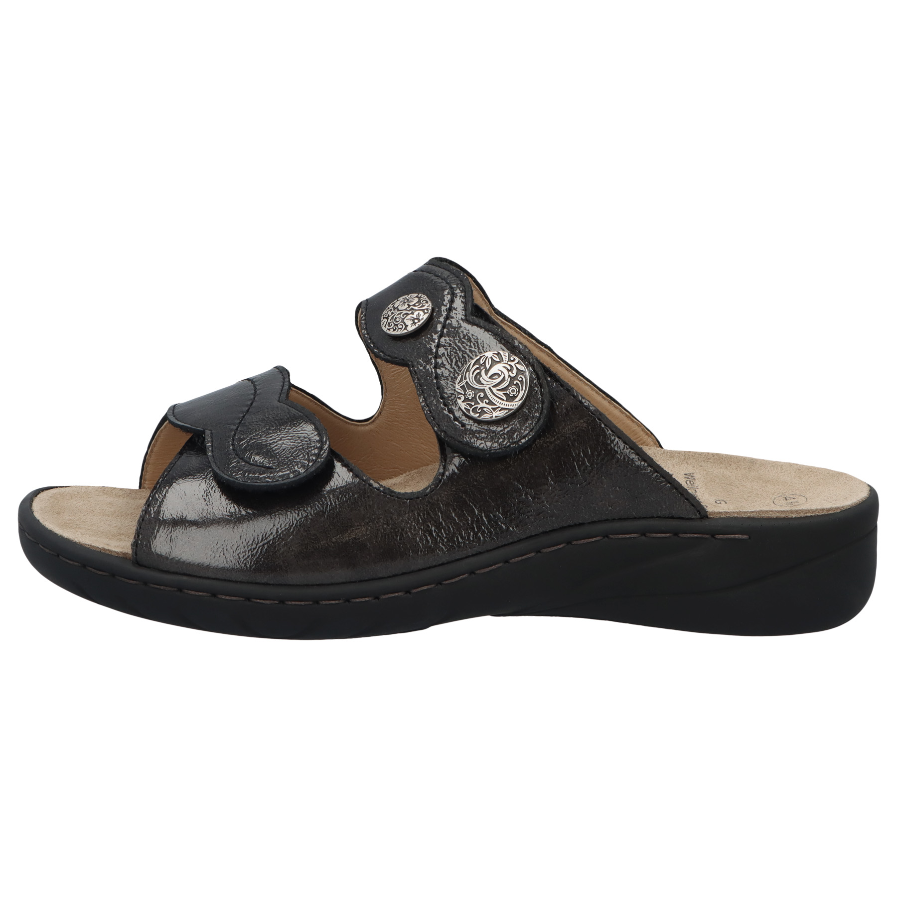 graue pantolette seitenansicht links