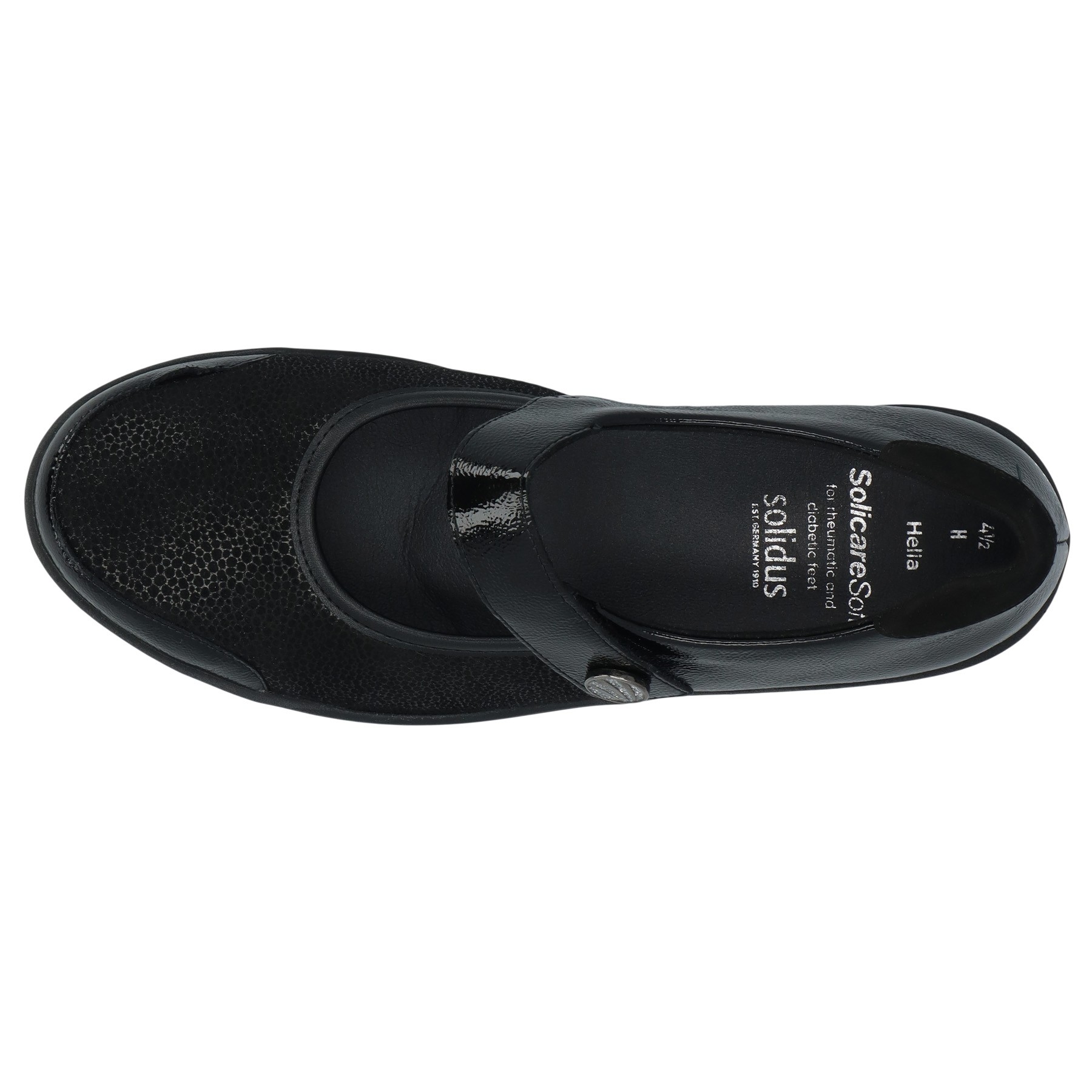 schwarze slipper draufsicht