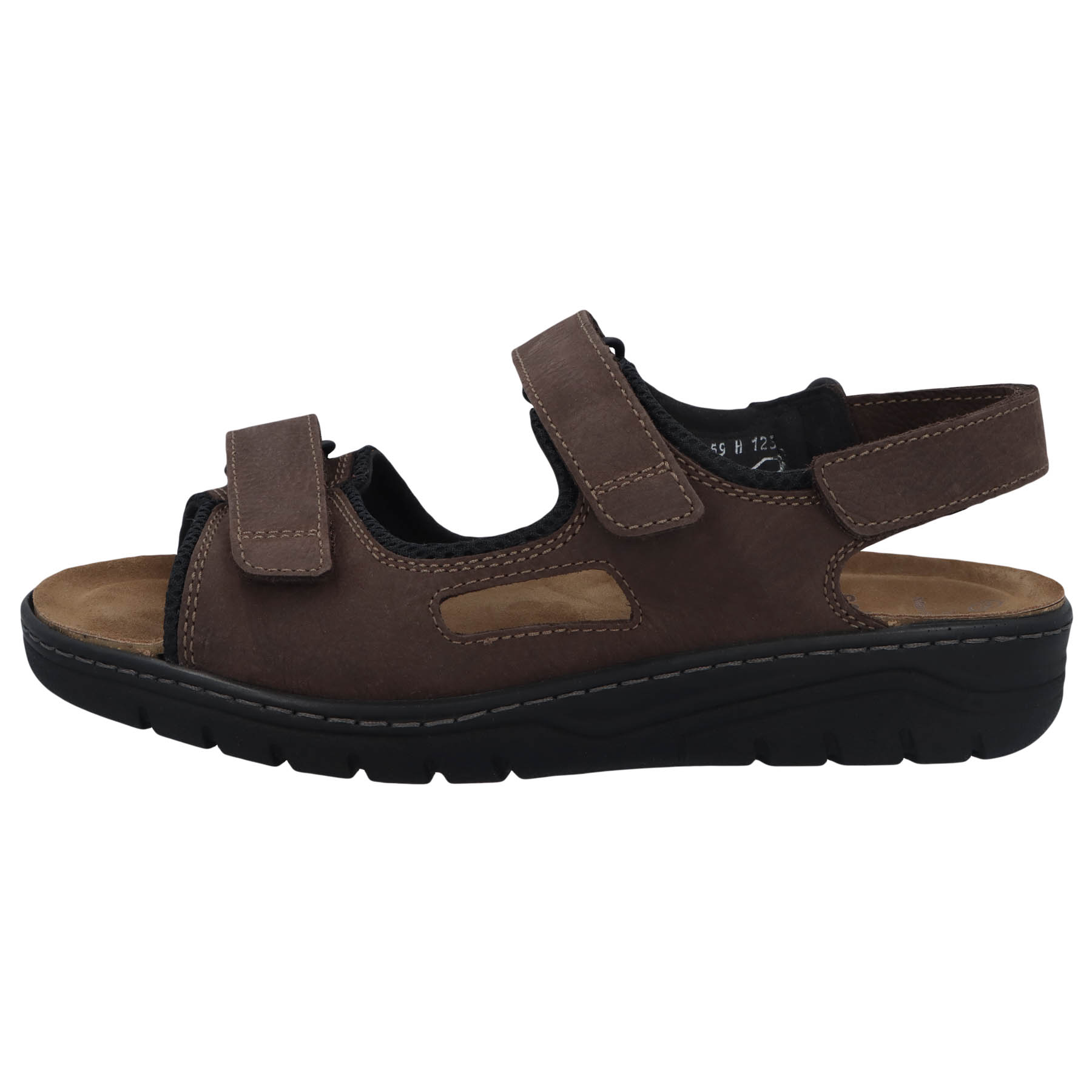 schwarze sandale seitenansicht links