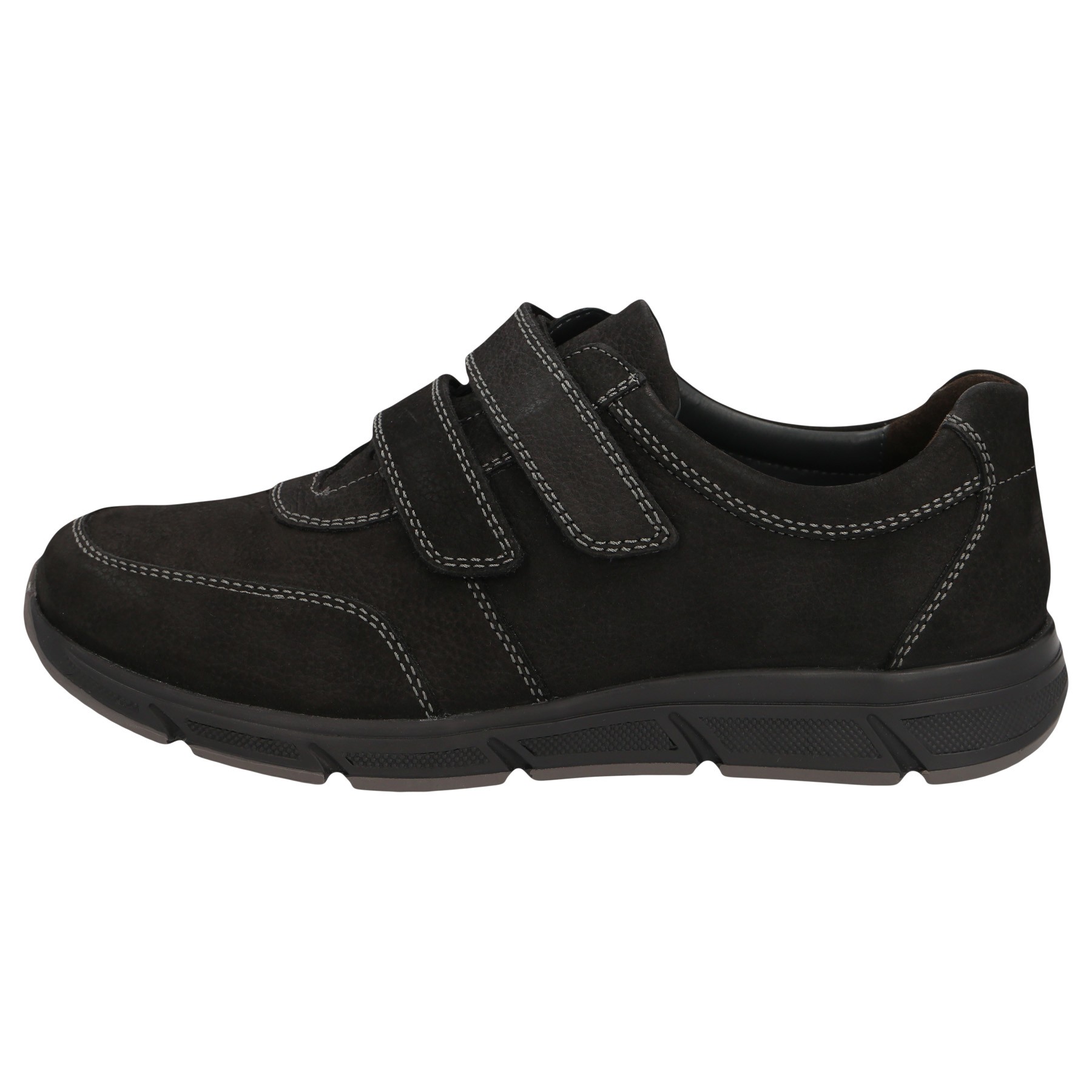 schwarze slipper seitenansicht links