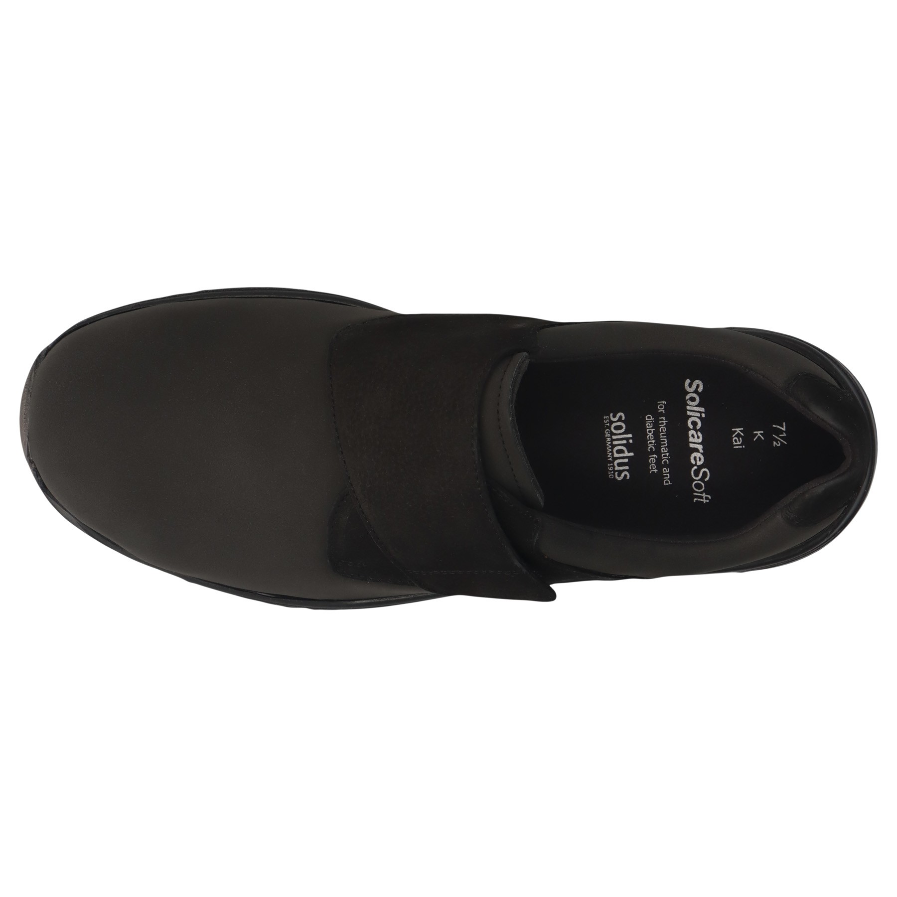 schwarze slipper draufsicht