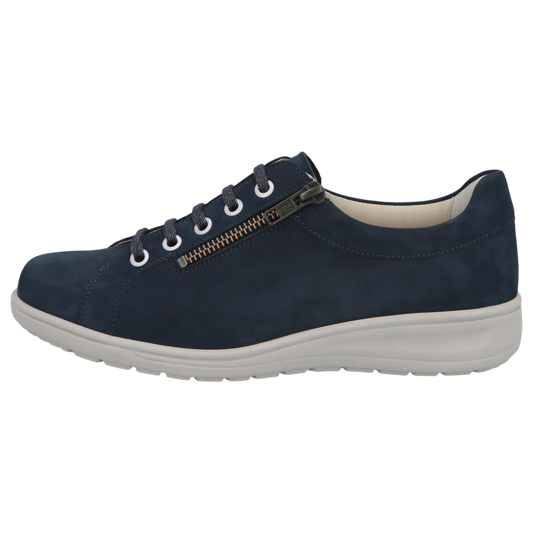 blaue halbschuh seitenansicht links