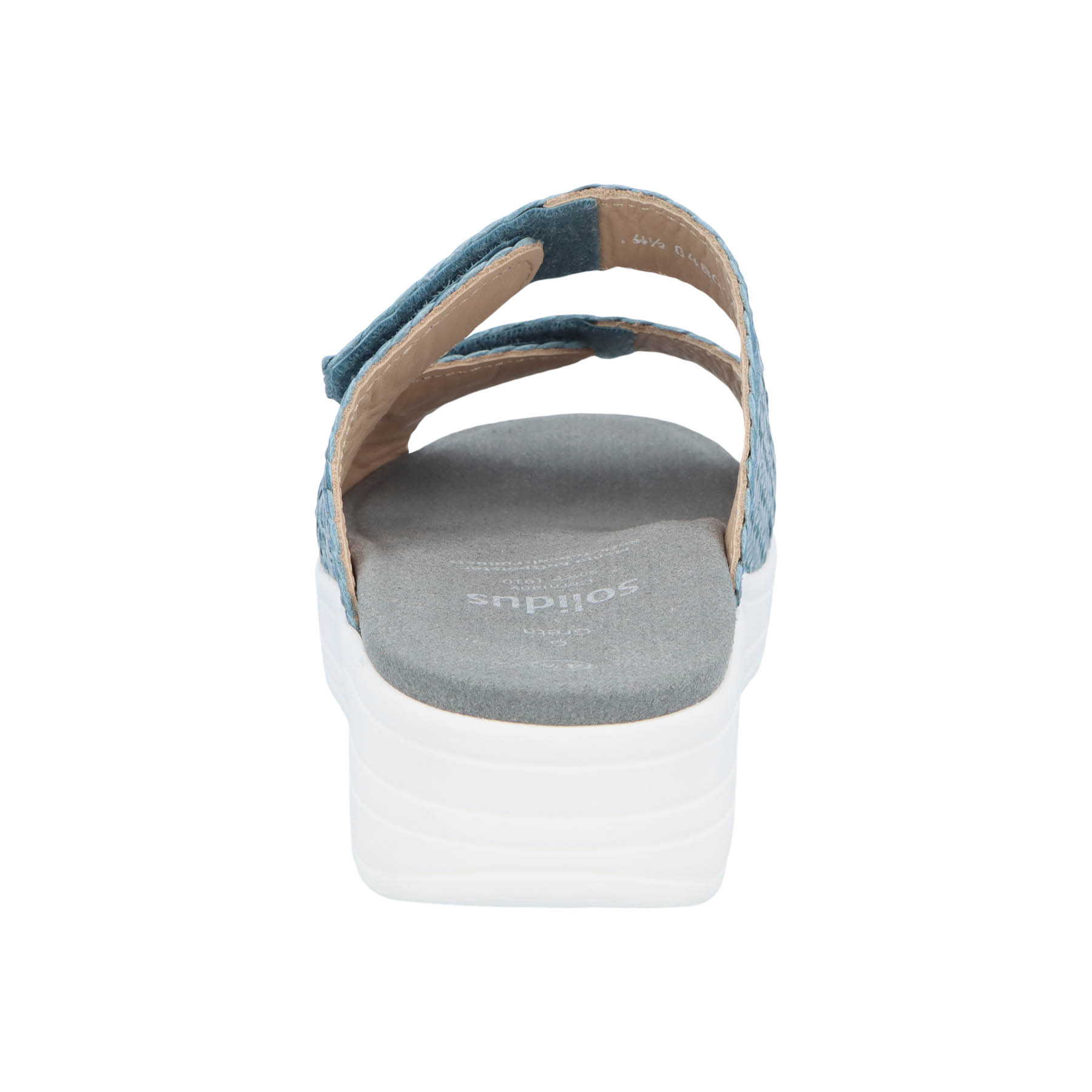 blaue pantolette hinteransicht