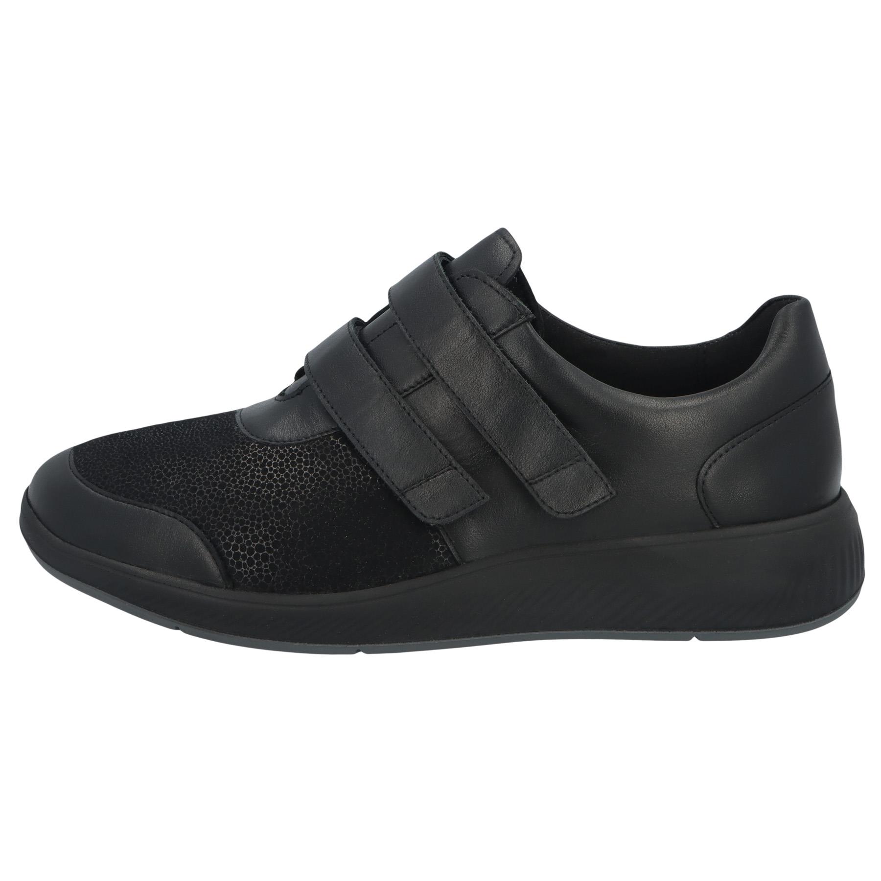 schwarze slipper seitenansicht links