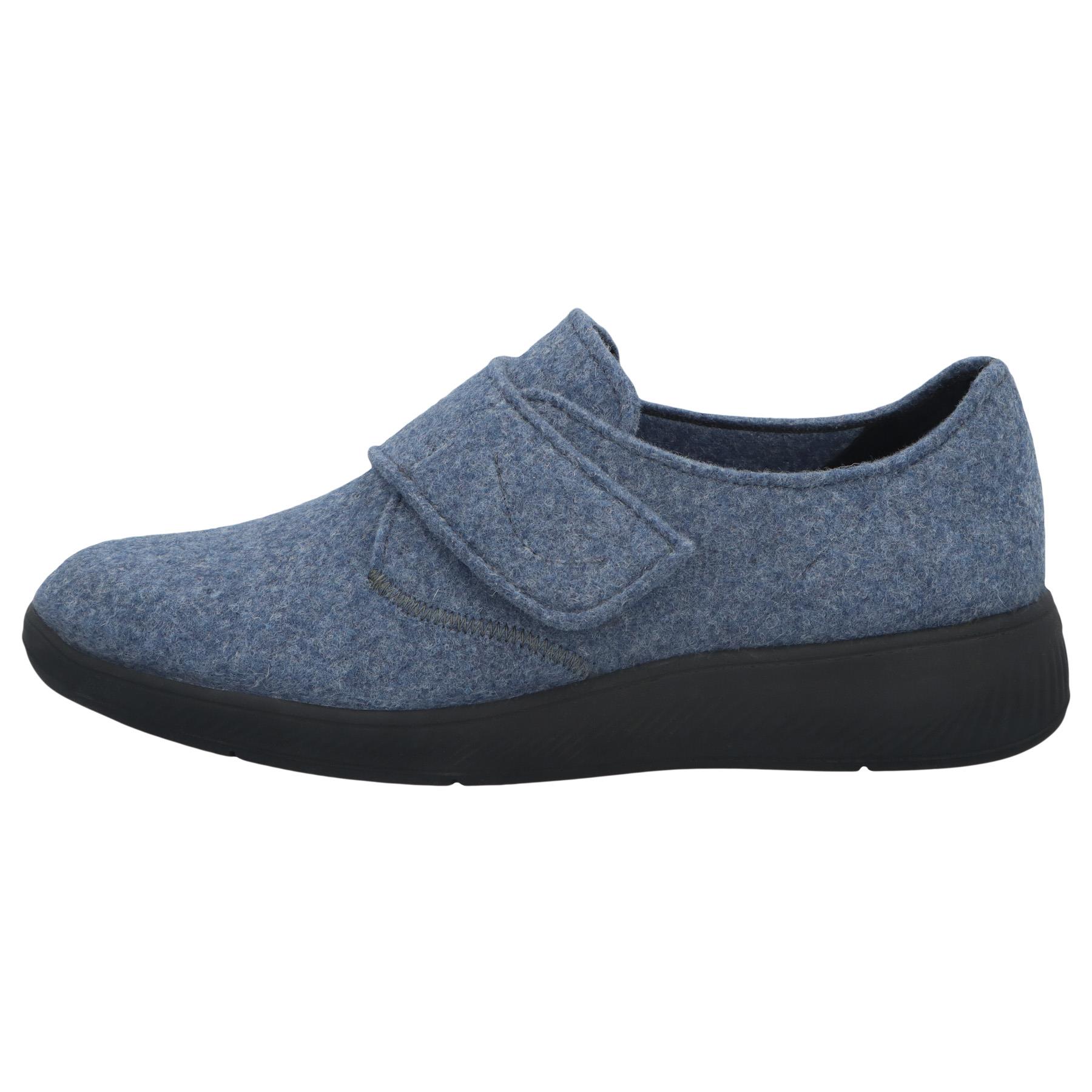 blaue halbschuh seitenansicht links