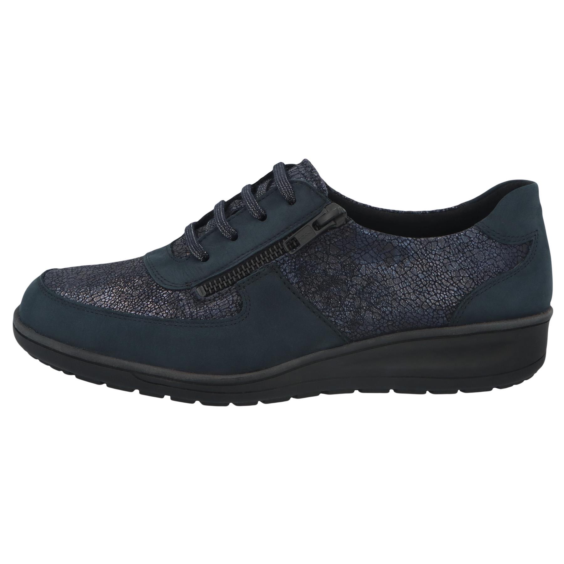 blaue halbschuh seitenansicht links