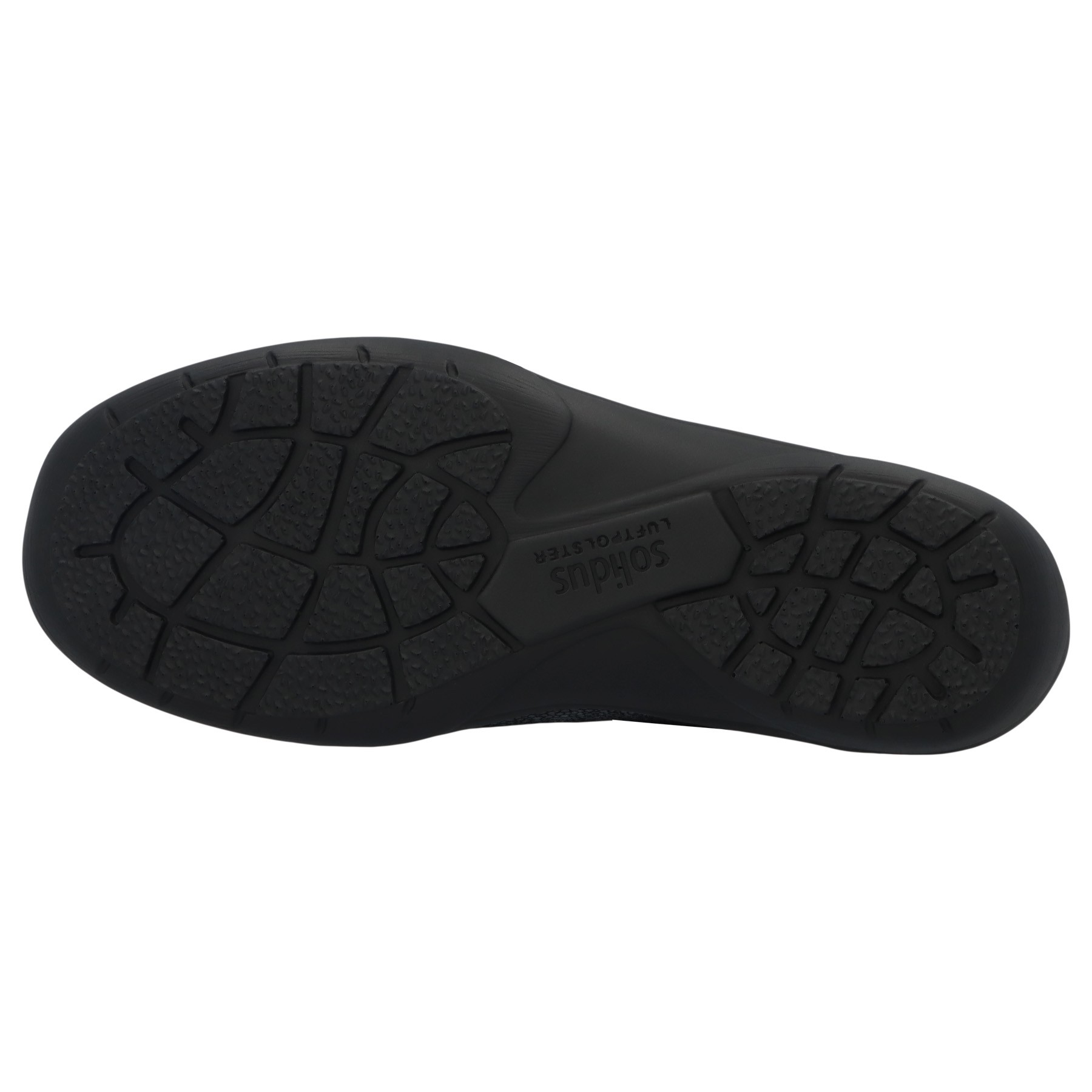 schwarze slipper sohlenansicht