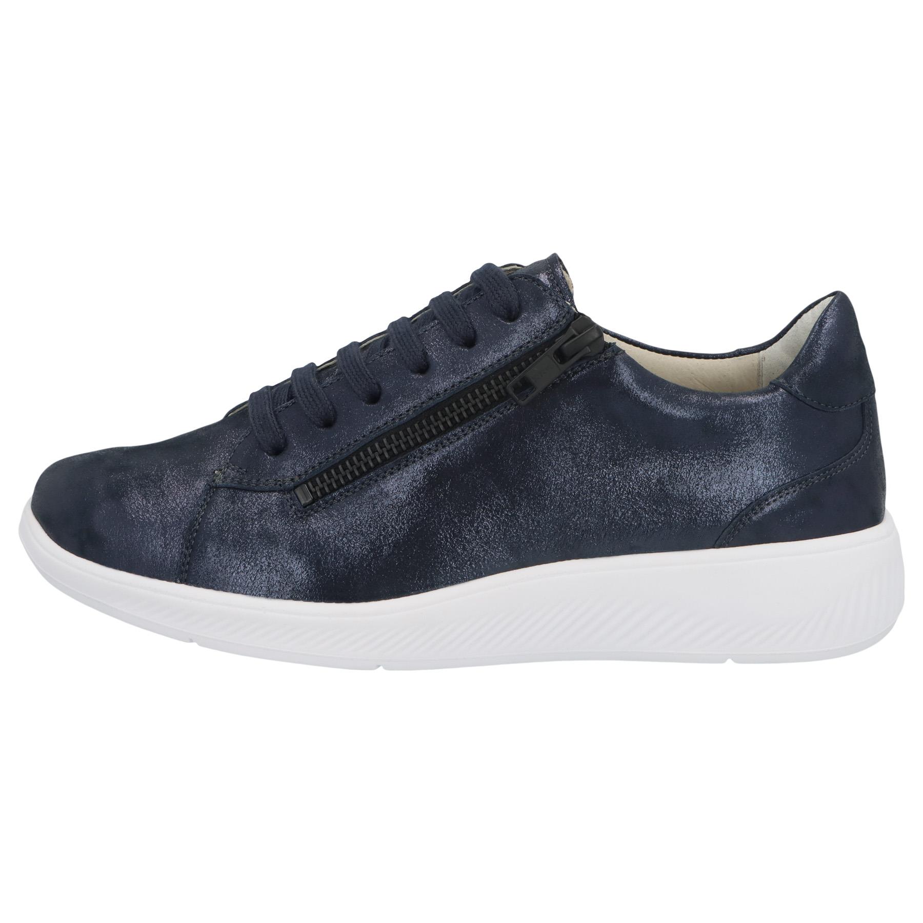 blaue halbschuh seitenansicht links